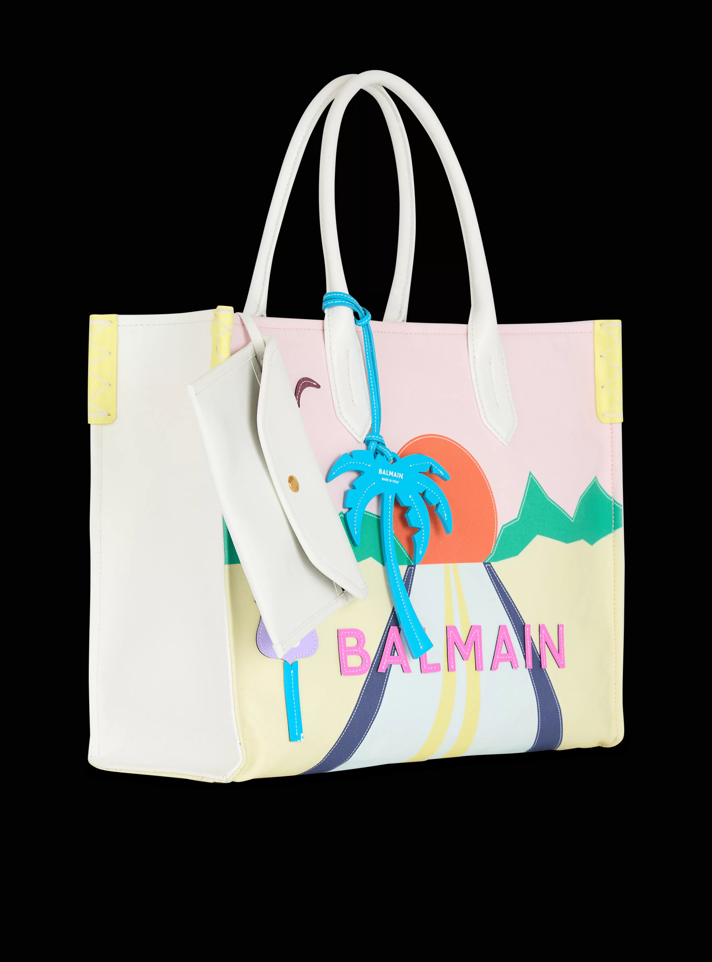 Balmain Shopper | Borse A Spalla-B-Army Shopper Medium Tote Bag In Canvas And Postcard Patchwork Leather multicolor