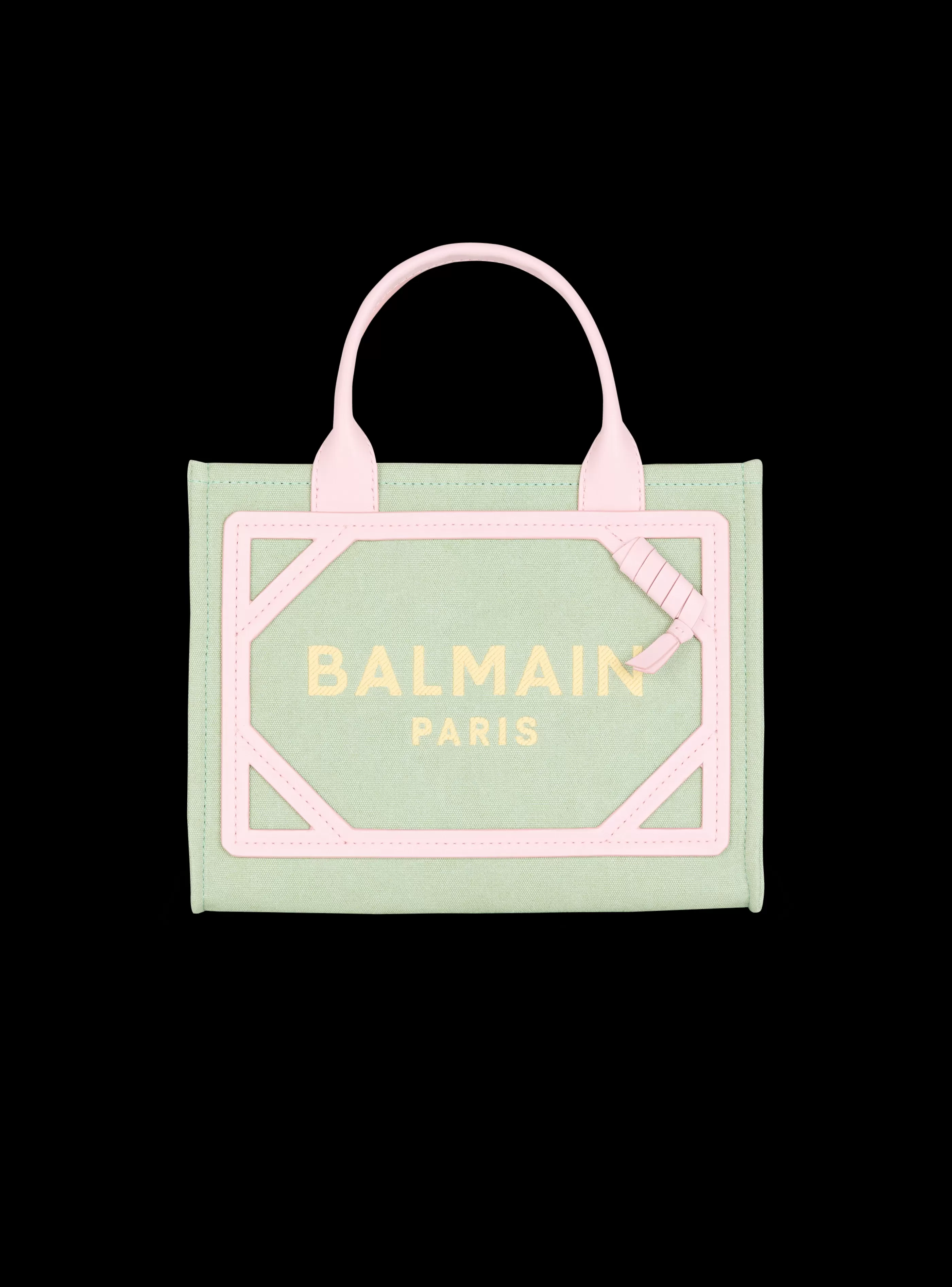 Balmain Borse-B-Army Small Canvas And Leather Tote Bag green