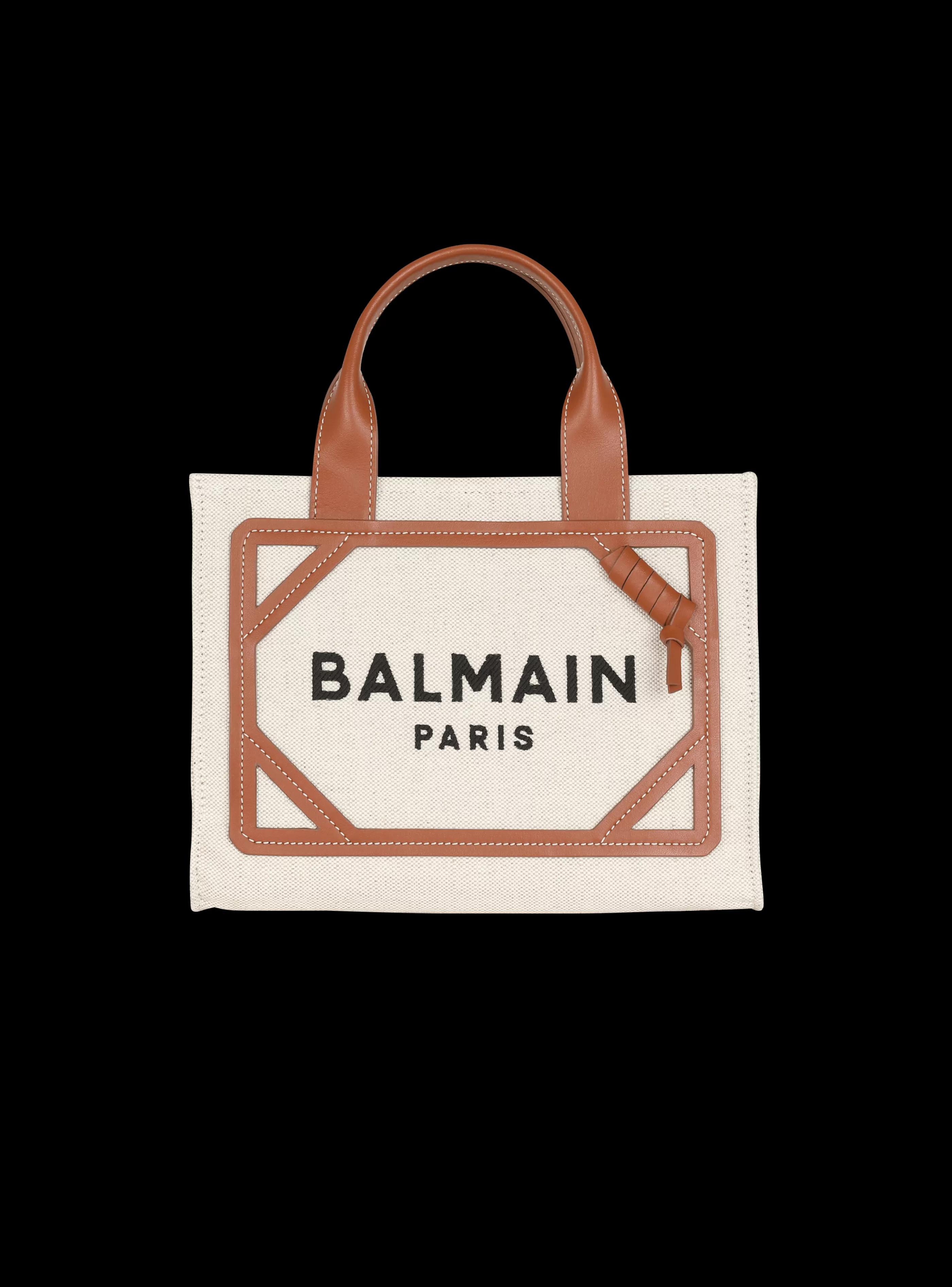 Balmain Shopper | Borse A Spalla-B-Army Small Canvas Shopping Bag With Leather Inserts brown
