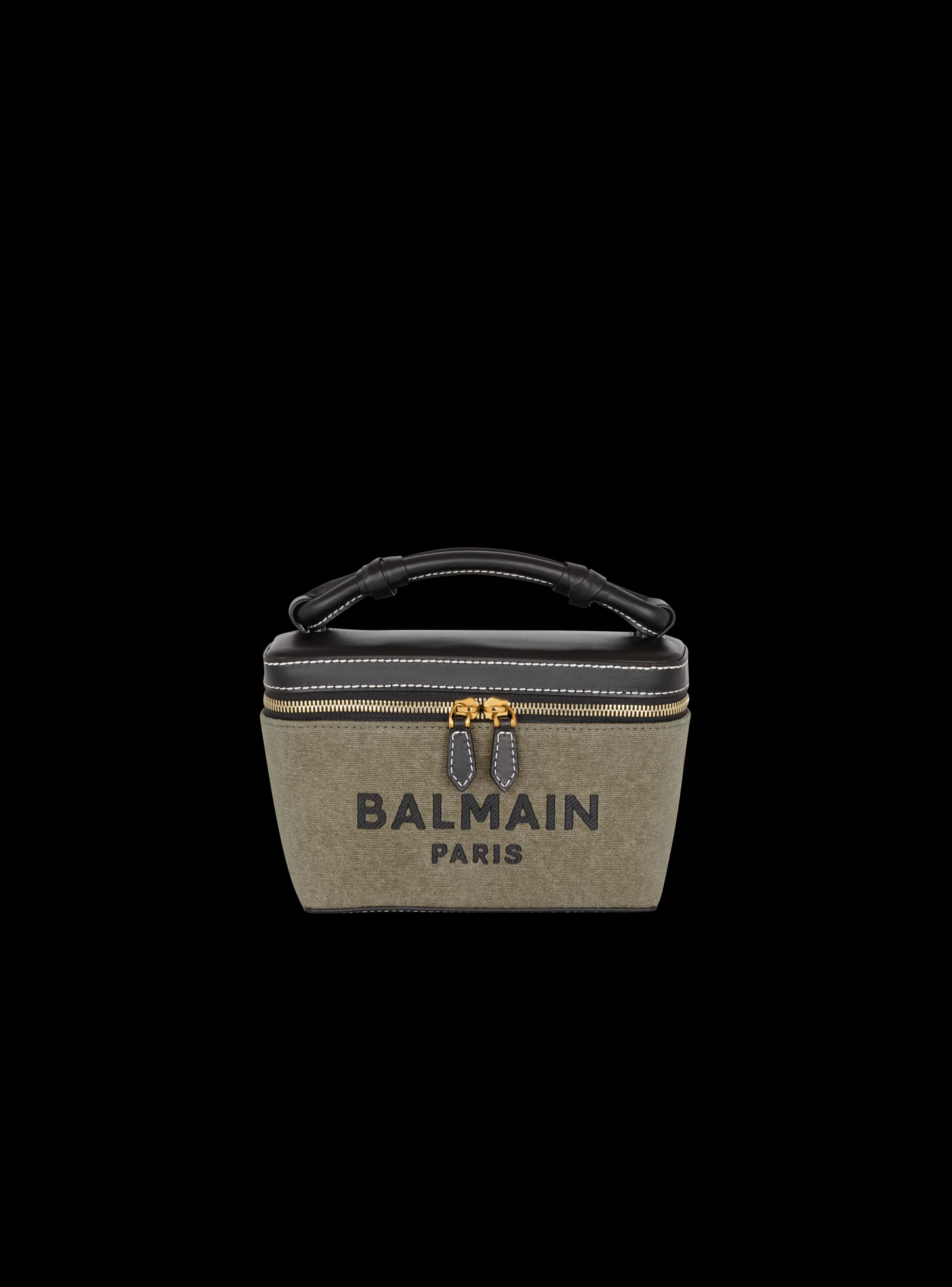 Balmain Borse-B-Army Vanity Case In Canvas And Leather khaki