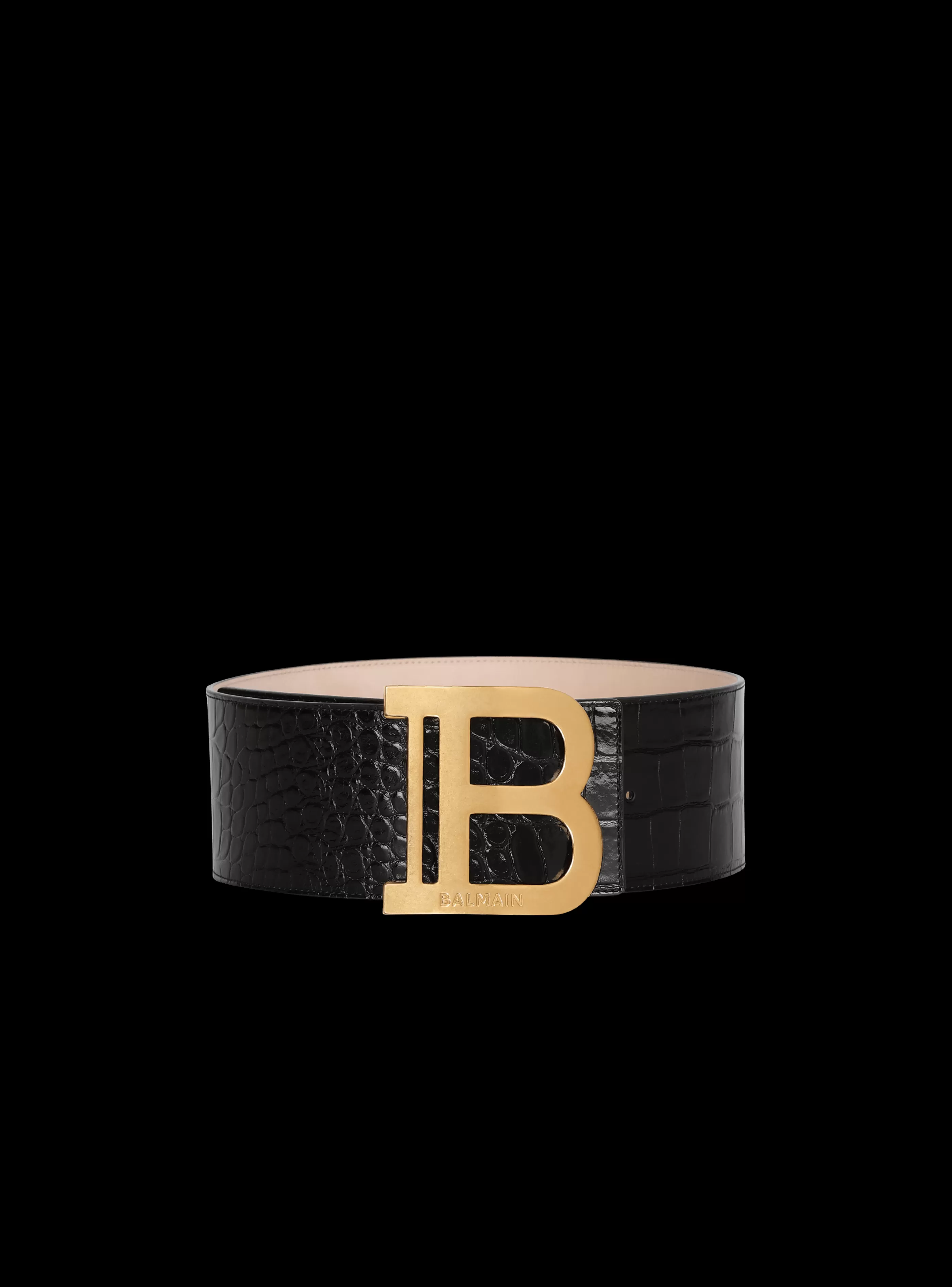 Balmain Cinture-B-Belt In Crocodile-print Leather black