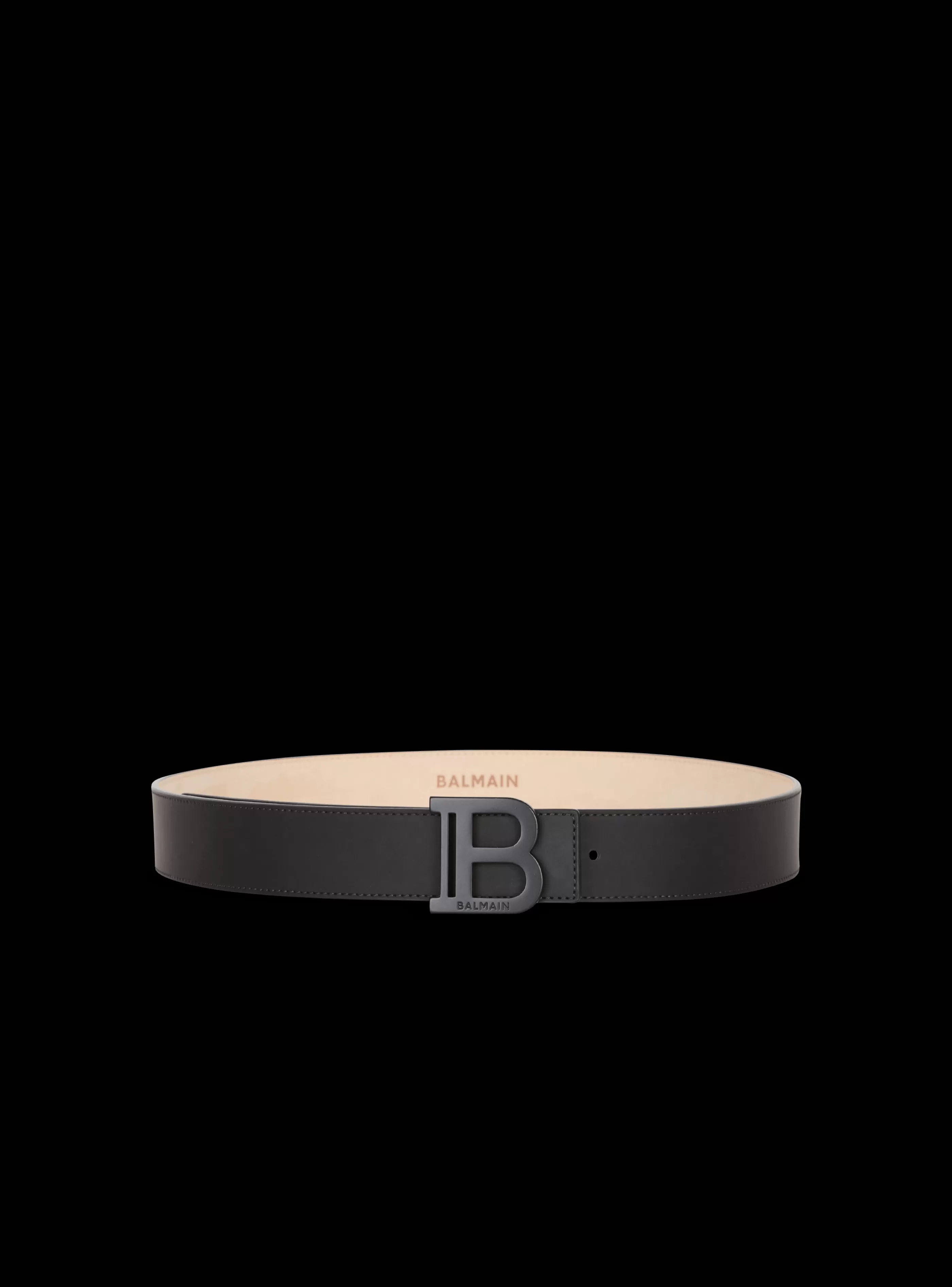 Balmain Cinture-B-Belt Rubber-effect Leather Belt black