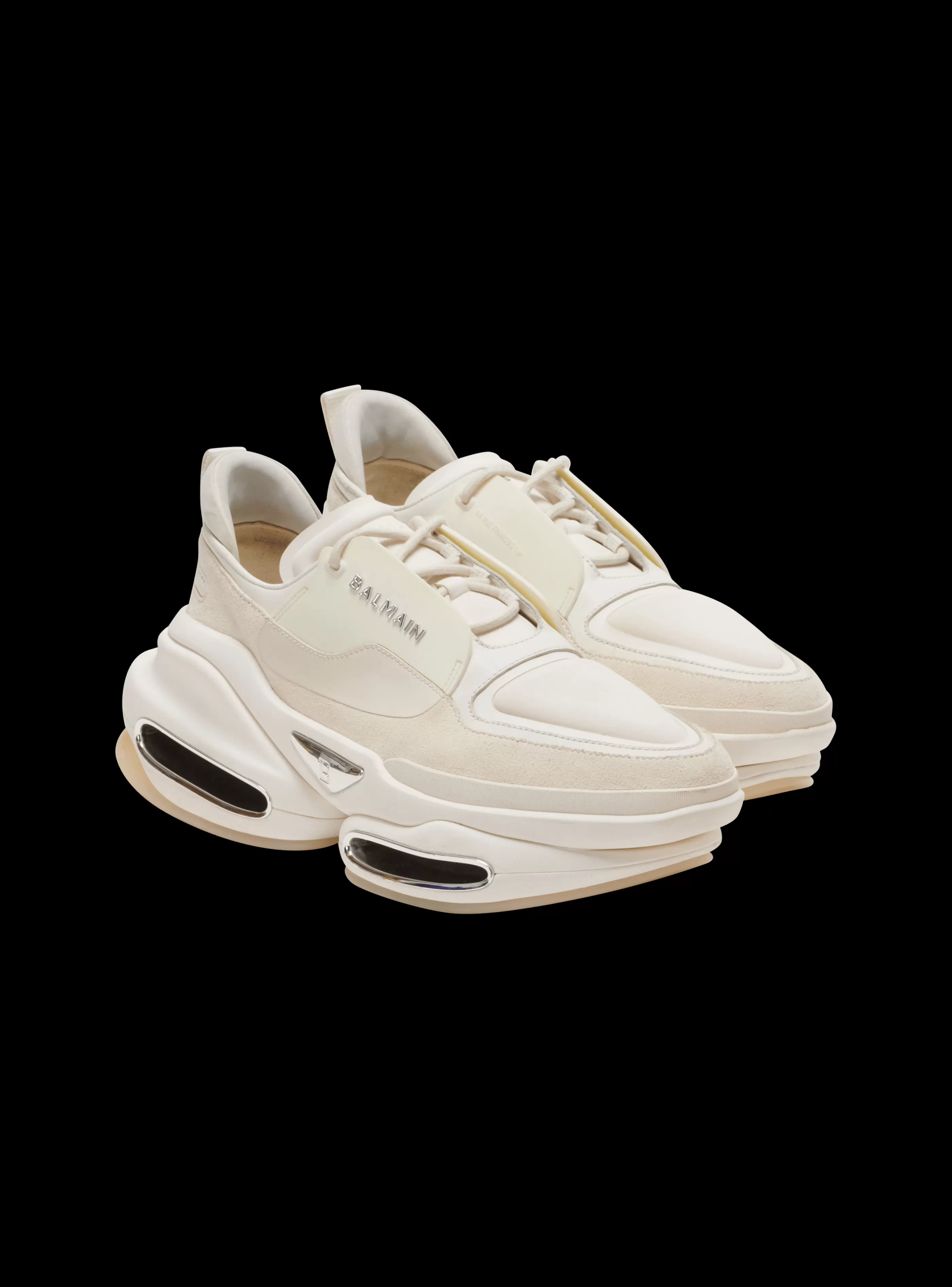 Balmain B-Bold-B-Bold Low-top Trainers In Neoprene And Suede white