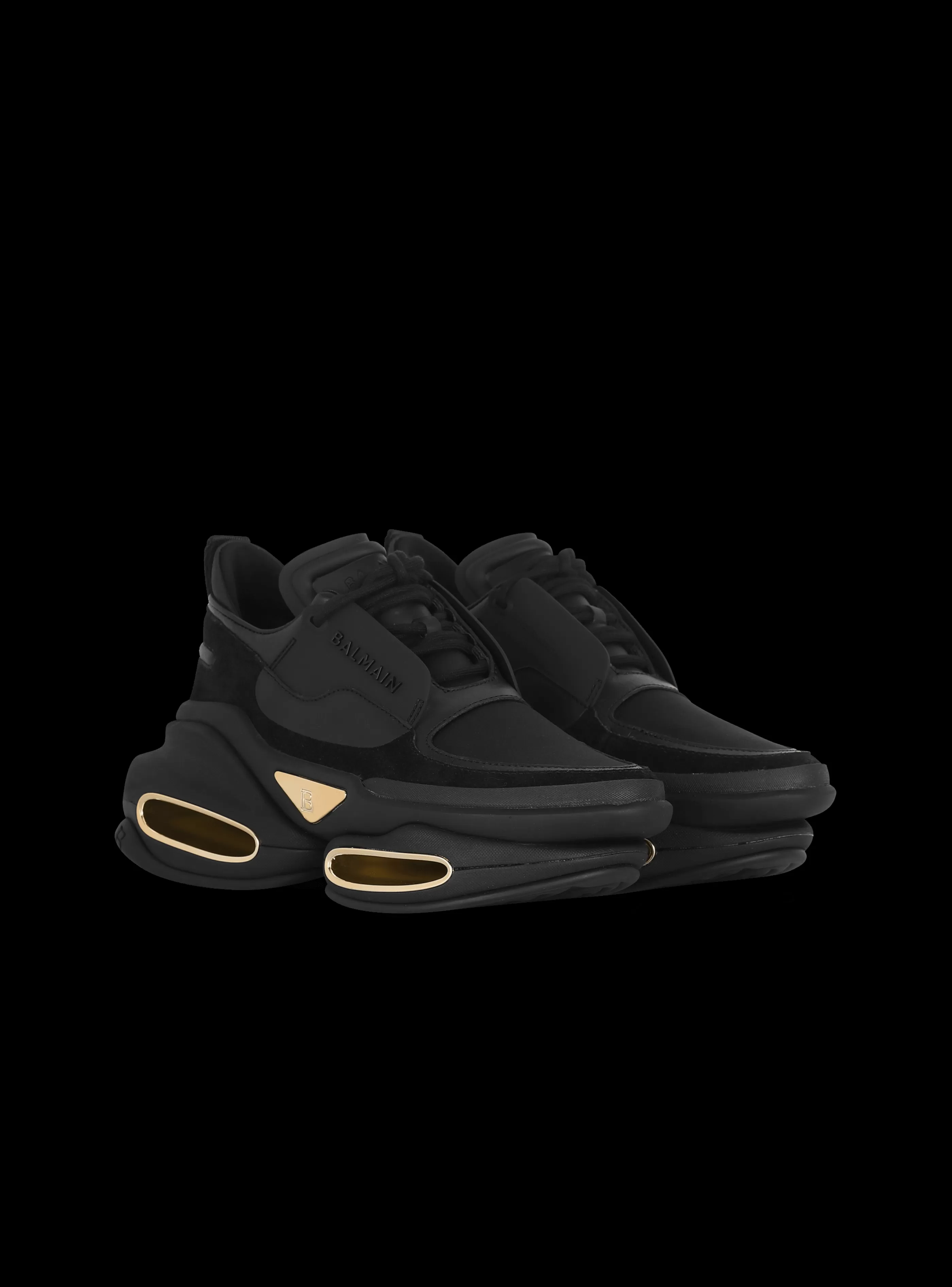 Balmain B-Bold-B-Bold Low-top Trainers In Neoprene And Suede black