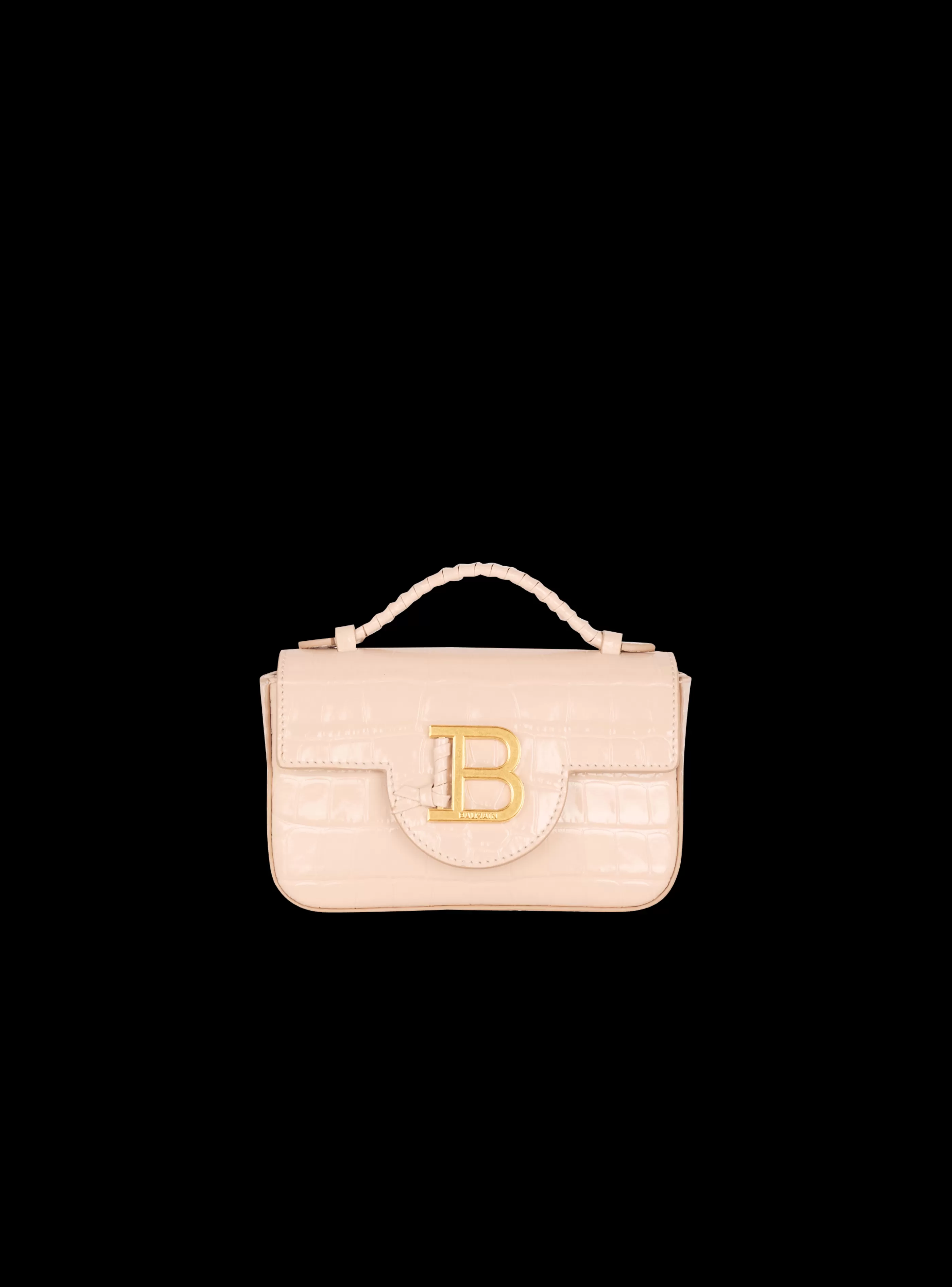 Balmain Borse-B-Buzz 17 Mini Bag In Crocodile-embossed Calfskin beige