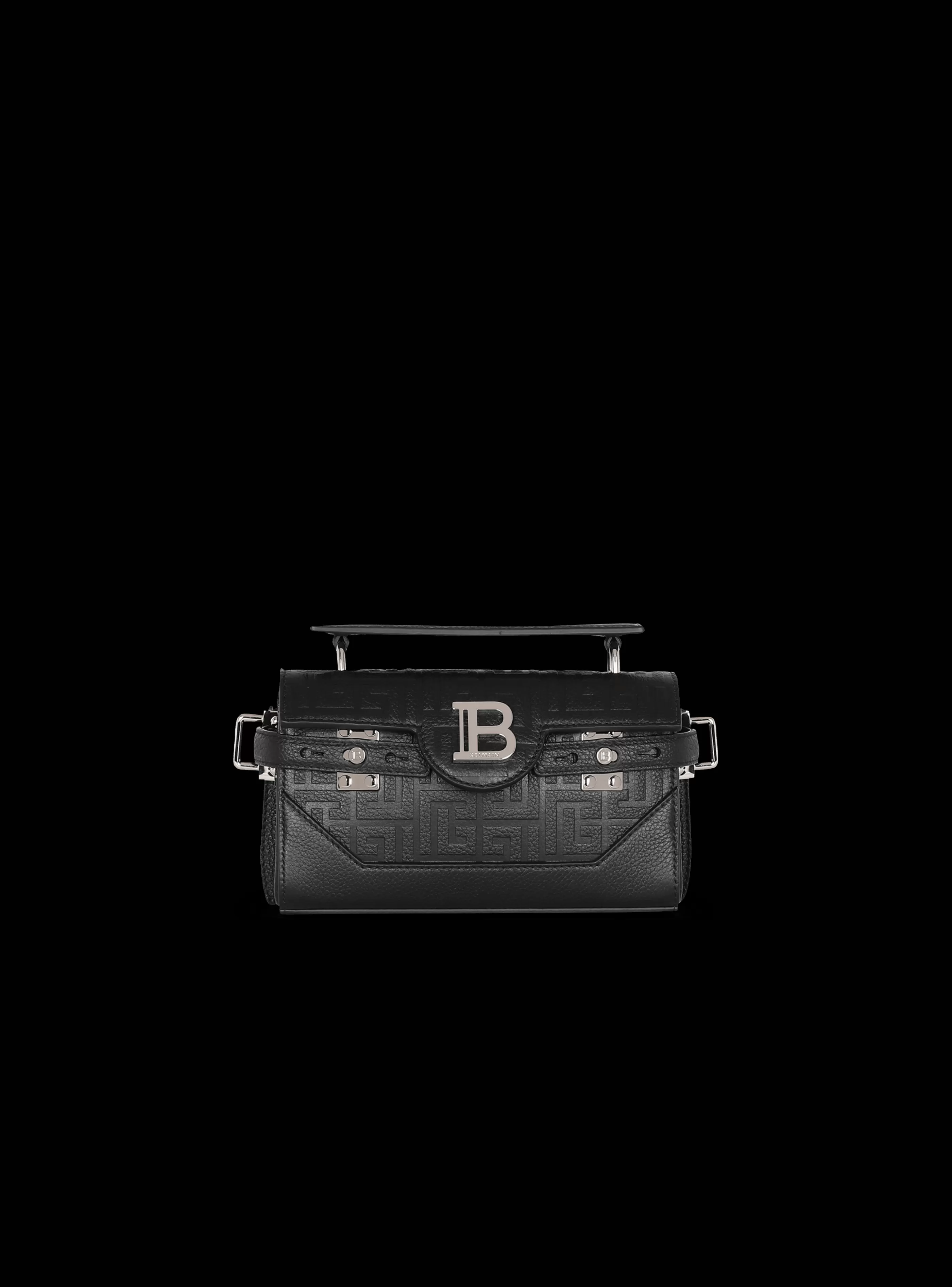 Balmain Borse A Tracolla-B-Buzz 19 Monogrammed Canvas And Leather Bag black