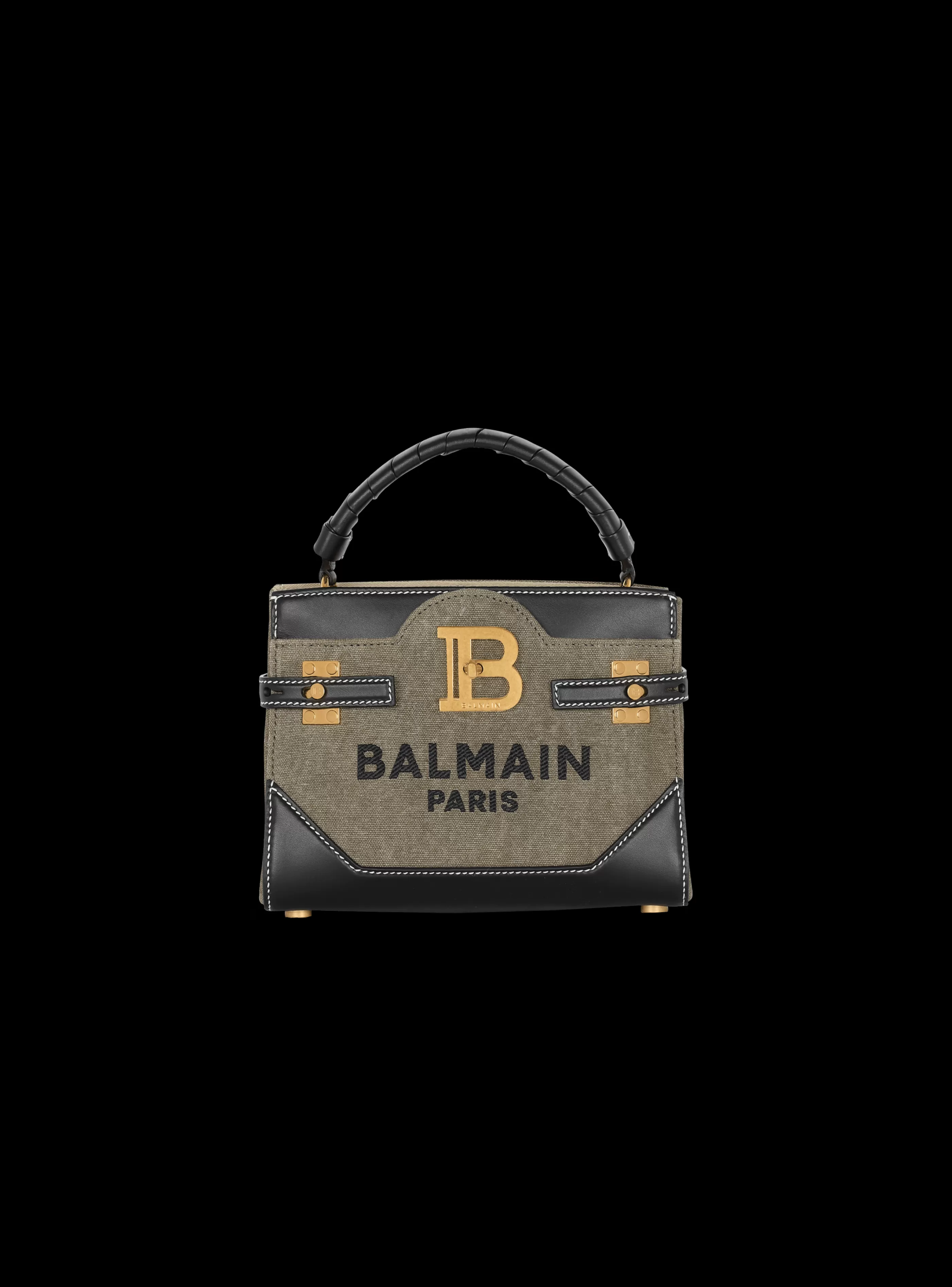 Balmain Borse A Spalla | Borse A Tracolla-B-Buzz 22 Top-handle Bag In Canvas And Leather khaki