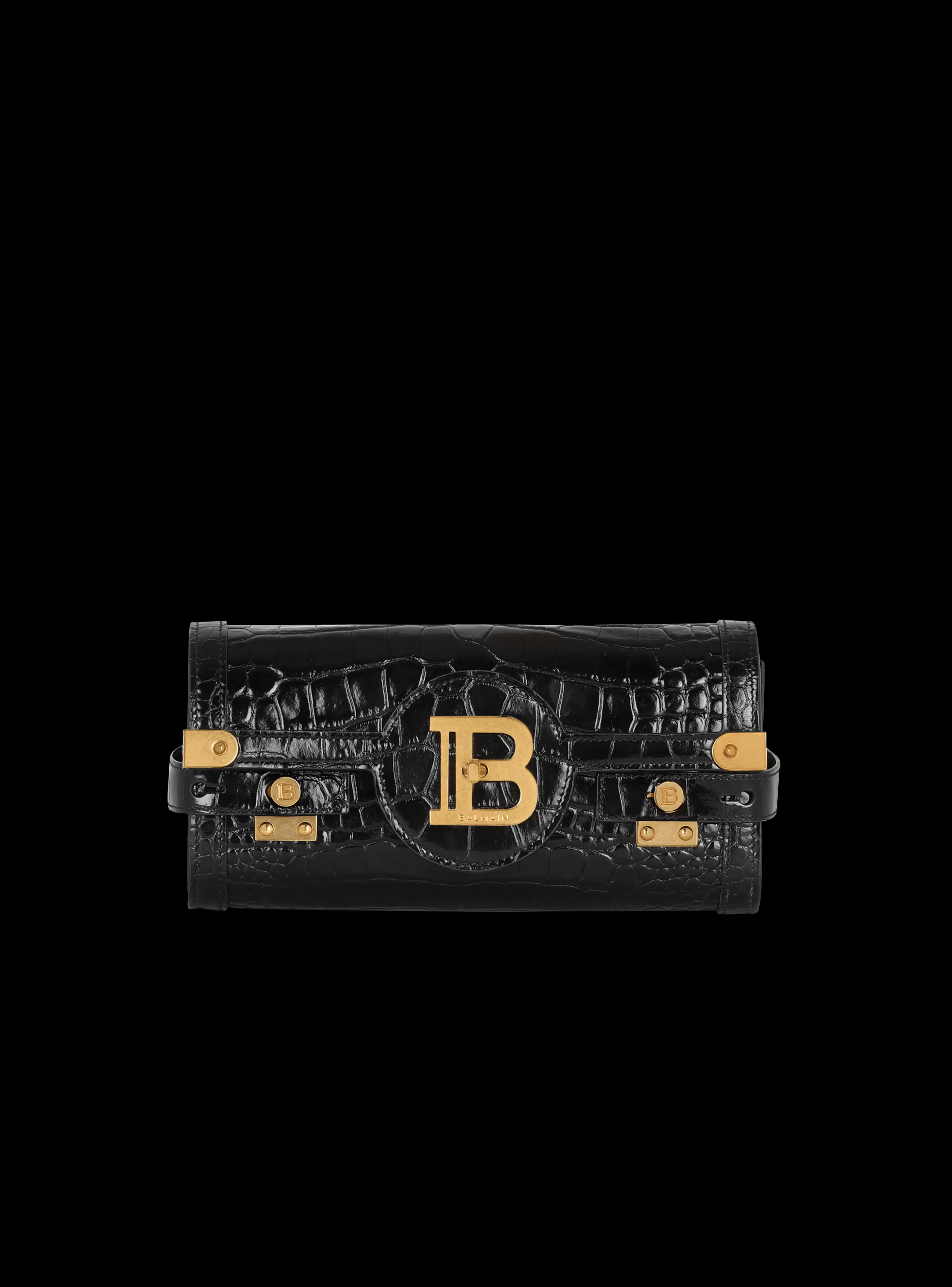 Balmain Borse Mini | Borse A Spalla-B-Buzz 23 Clutch In Crocodile-print Leather black