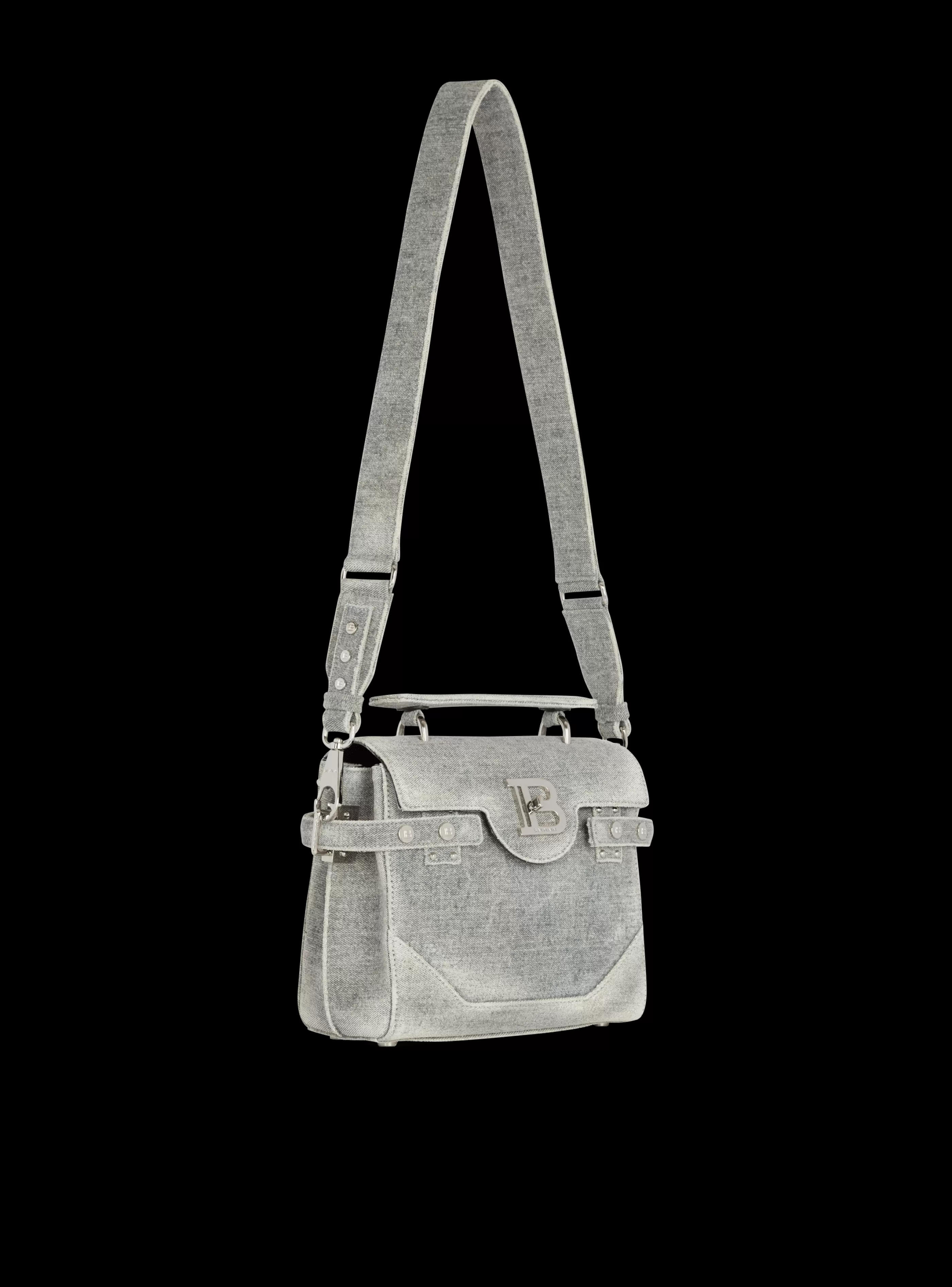 Balmain Borse A Spalla | Borse A Tracolla-B-Buzz 23 Faded  denim Bag grey