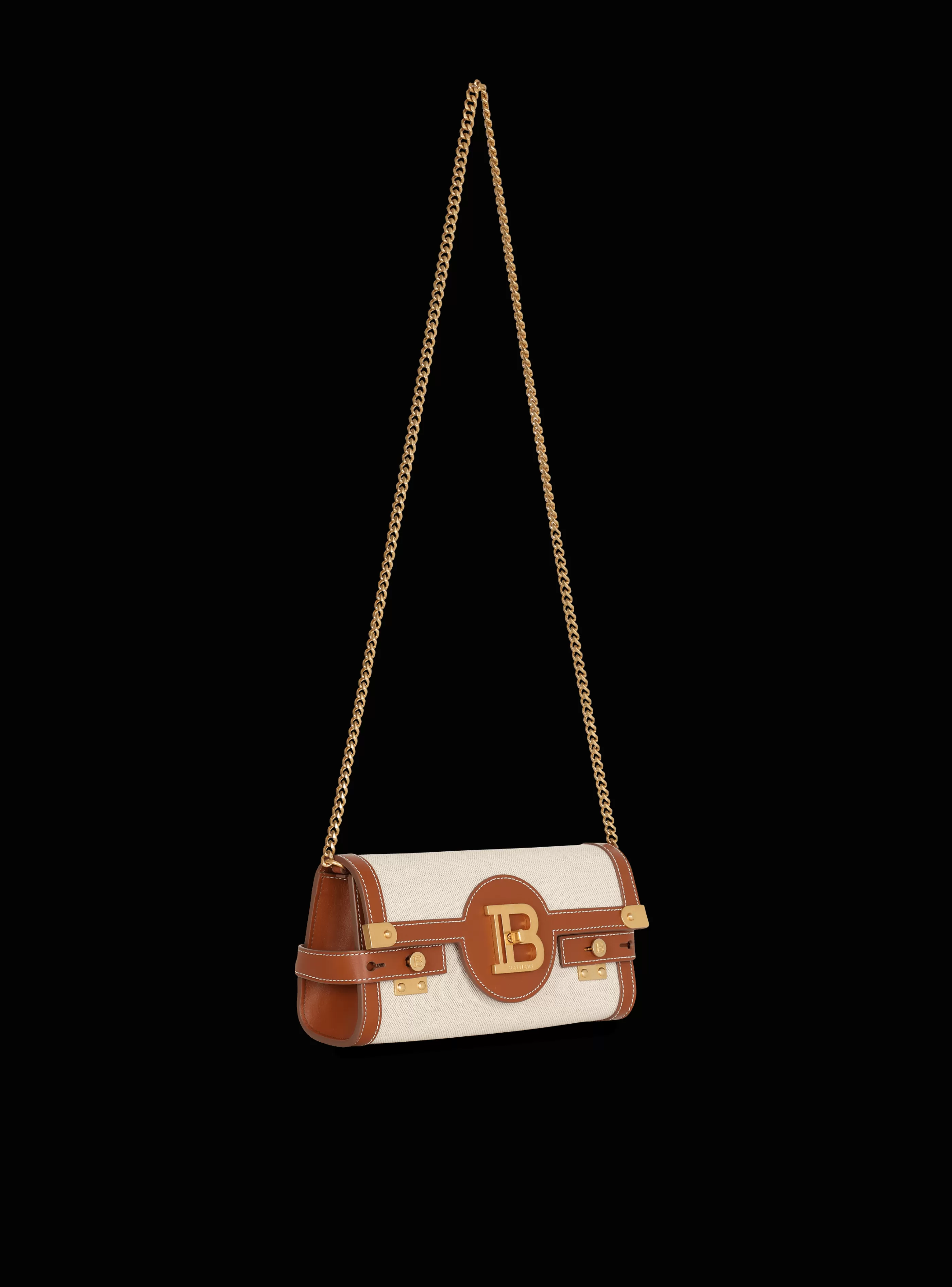 Balmain Borse Mini | Borse A Spalla-B-Buzz 23 Leather And Canvas Clutch Bag brown