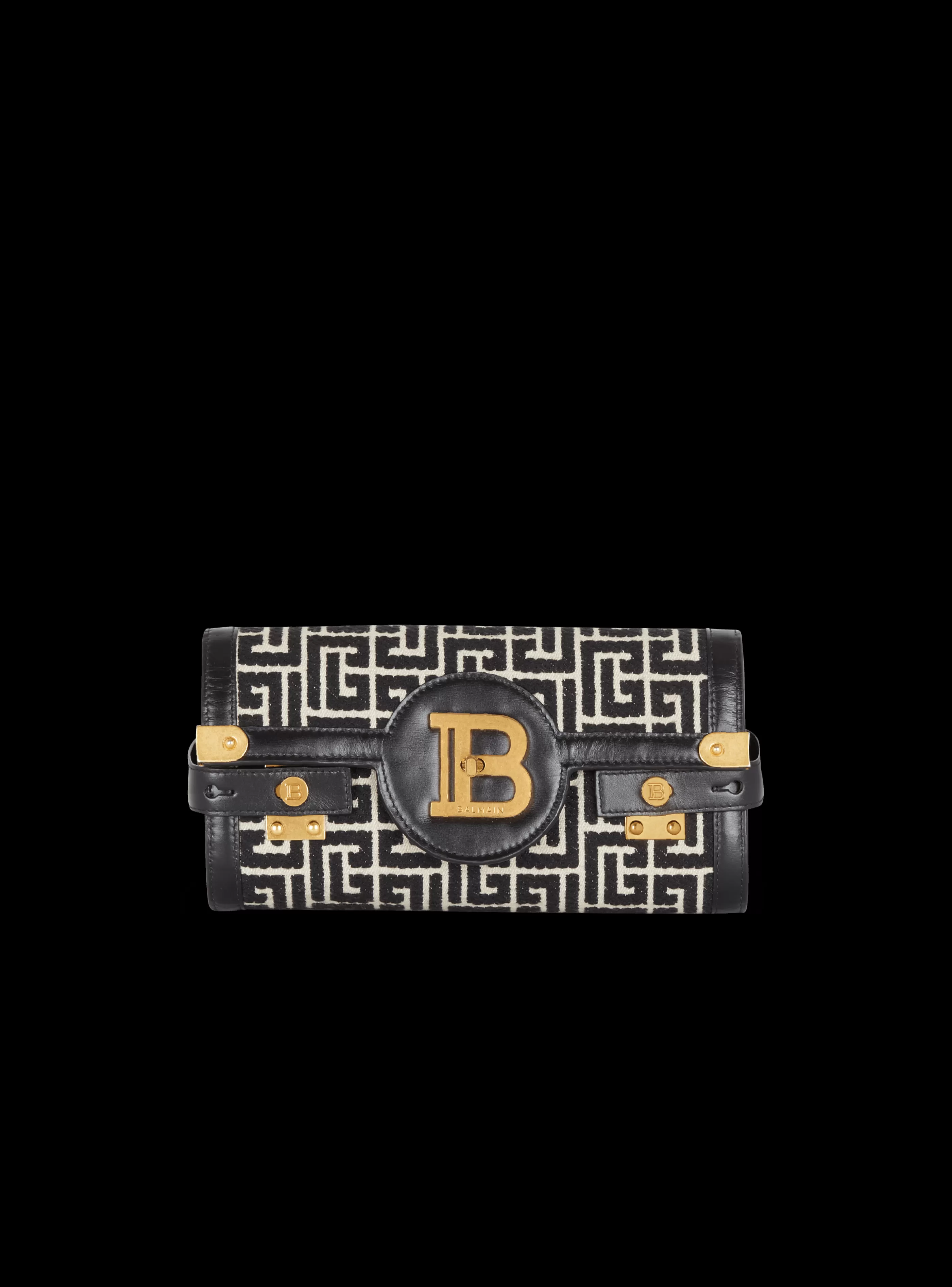 Balmain Borse Mini | Borse A Spalla-B-Buzz 23 Leather Clutch Bag With Jacquard Monogram black