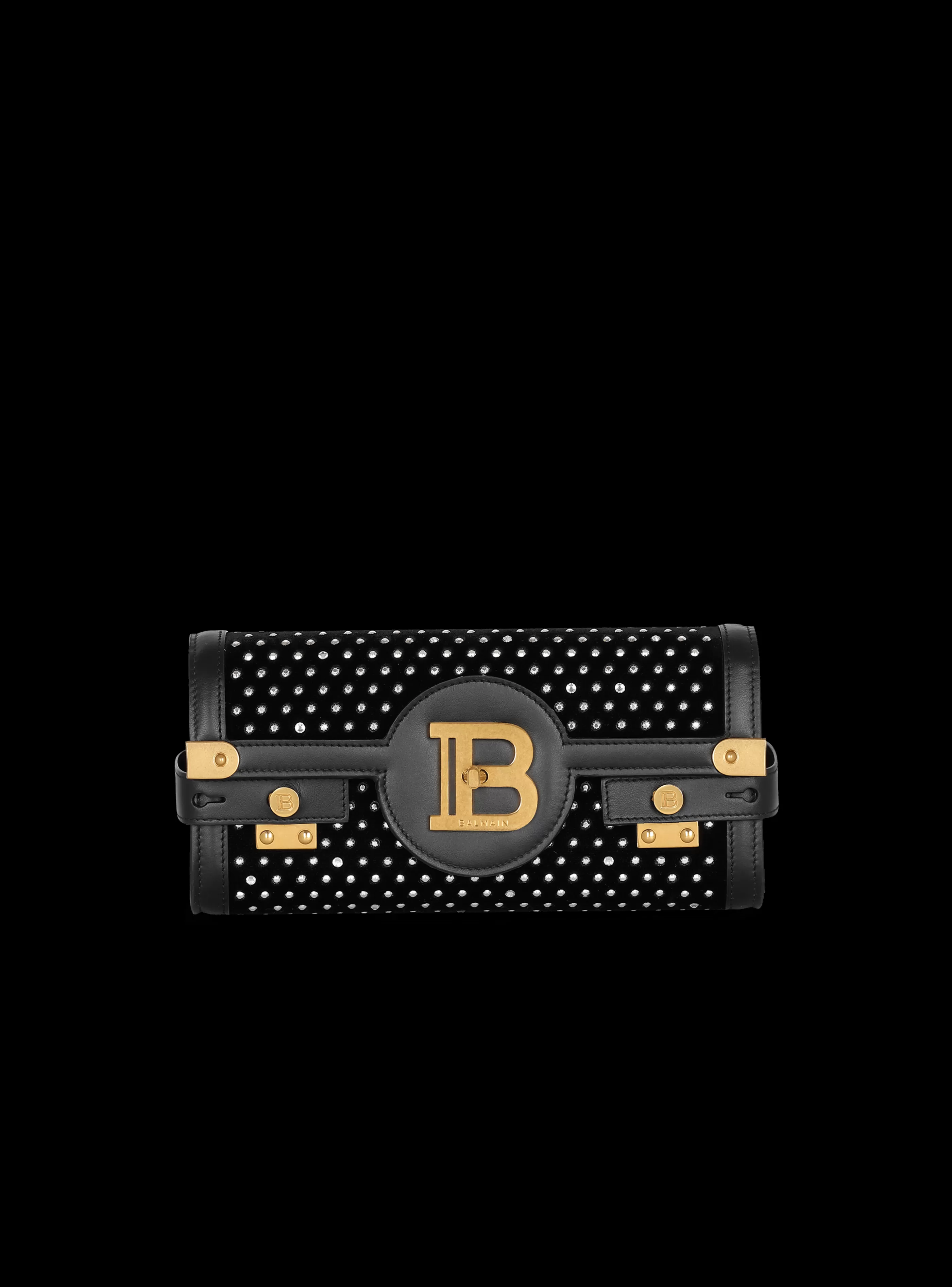 Balmain Borse Mini | Borse A Spalla-B-Buzz 23 Velvet And Crystal Clutch black