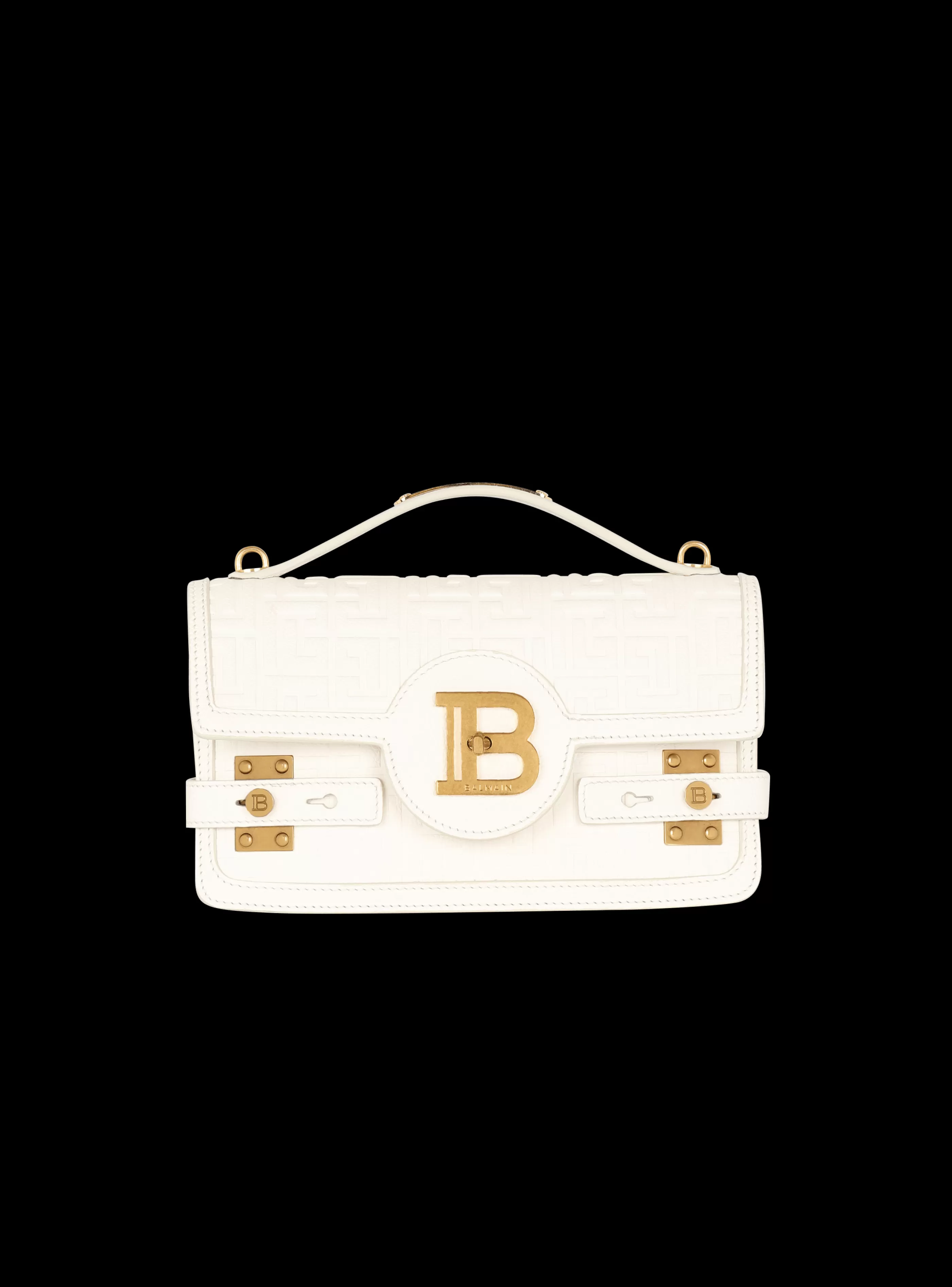 Balmain Borse A Spalla | Borse A Tracolla-B-Buzz 24 Monogrammed Grained Leather Bag beige