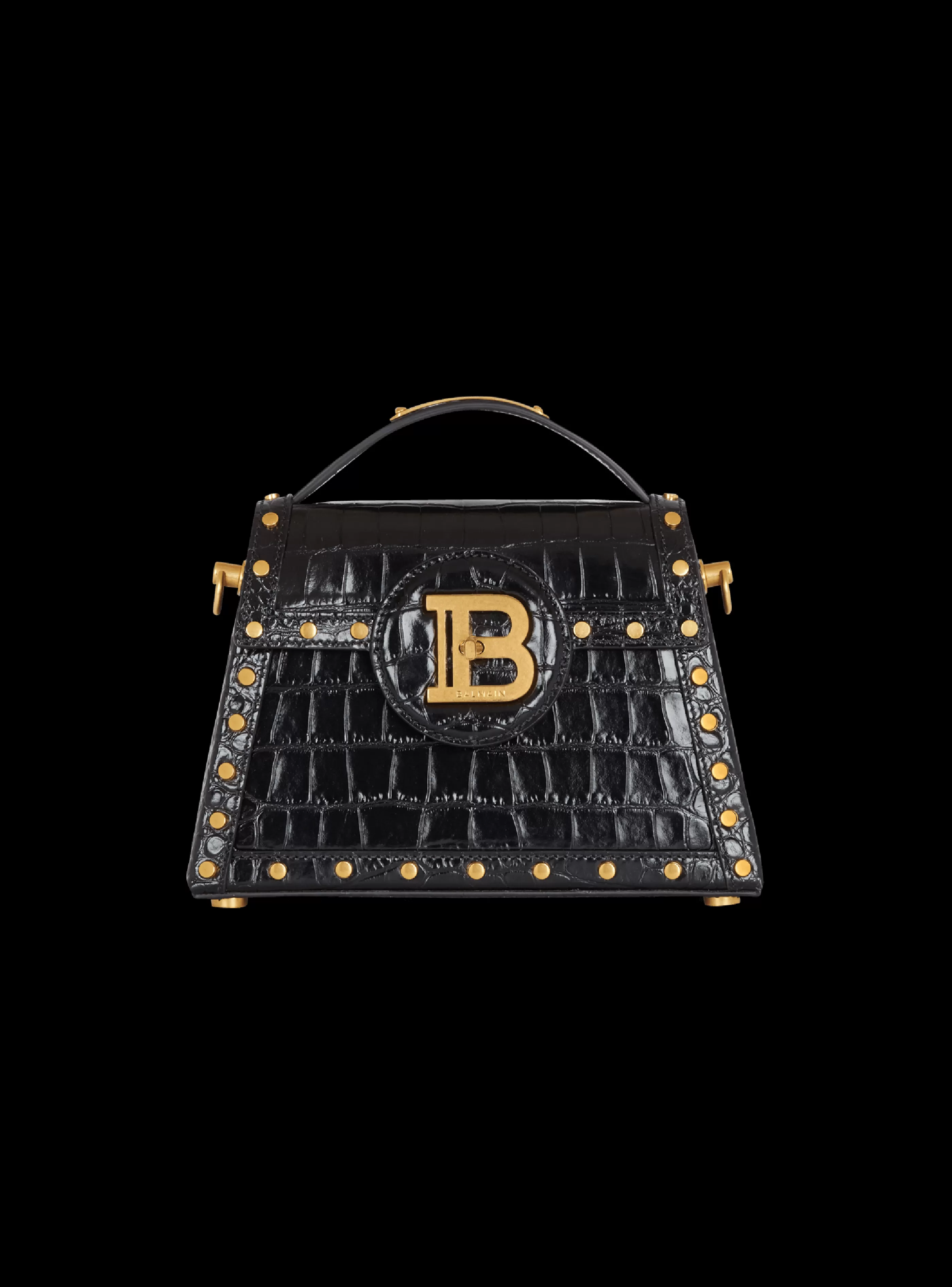 Balmain Borse A Spalla | Borse A Tracolla-B-Buzz Dynasty Bag In Crocodile-print Leather black