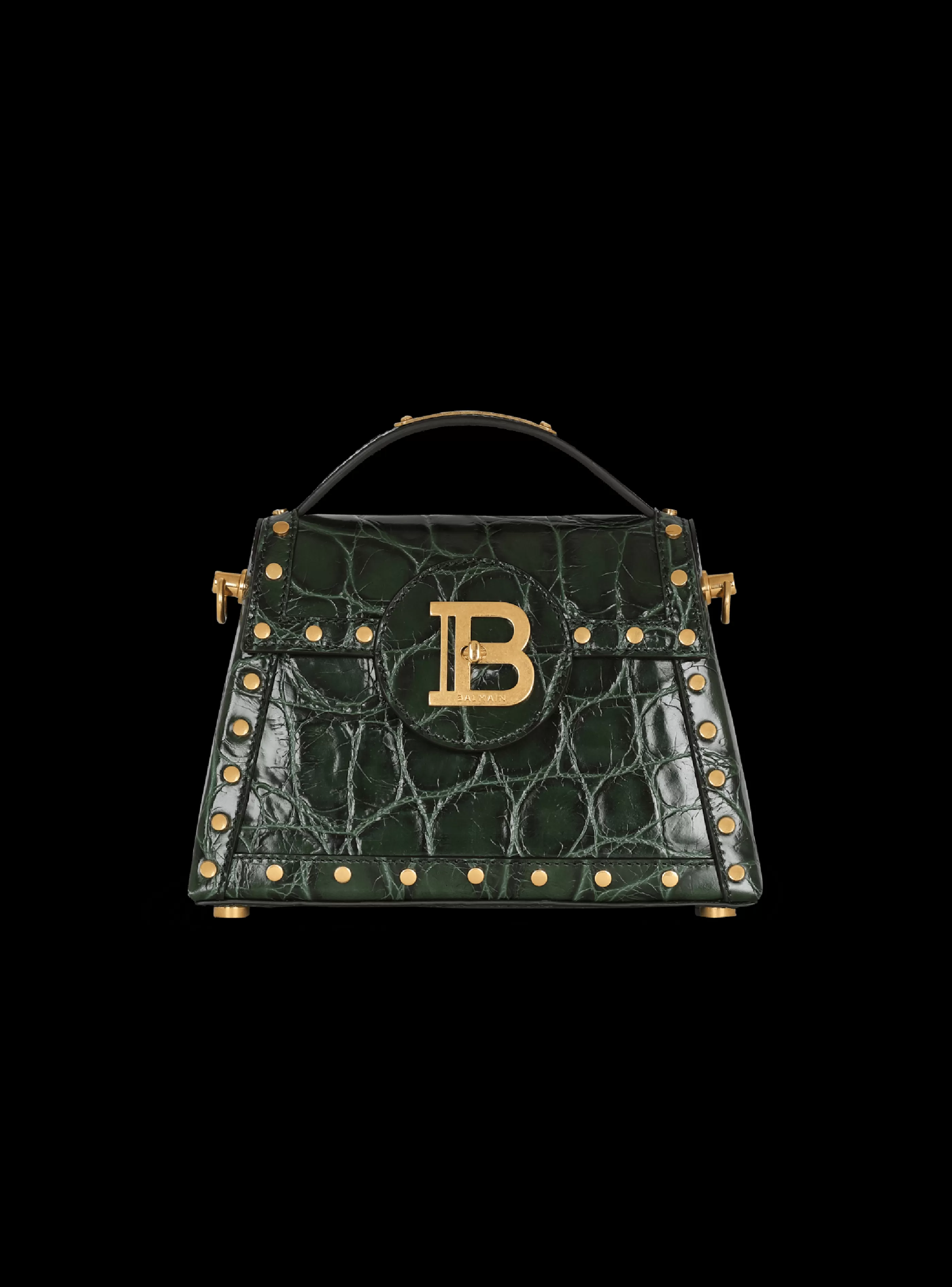 Balmain Borse A Spalla | Borse A Tracolla-B-Buzz Dynasty Bag In Crocodile-print Leather green