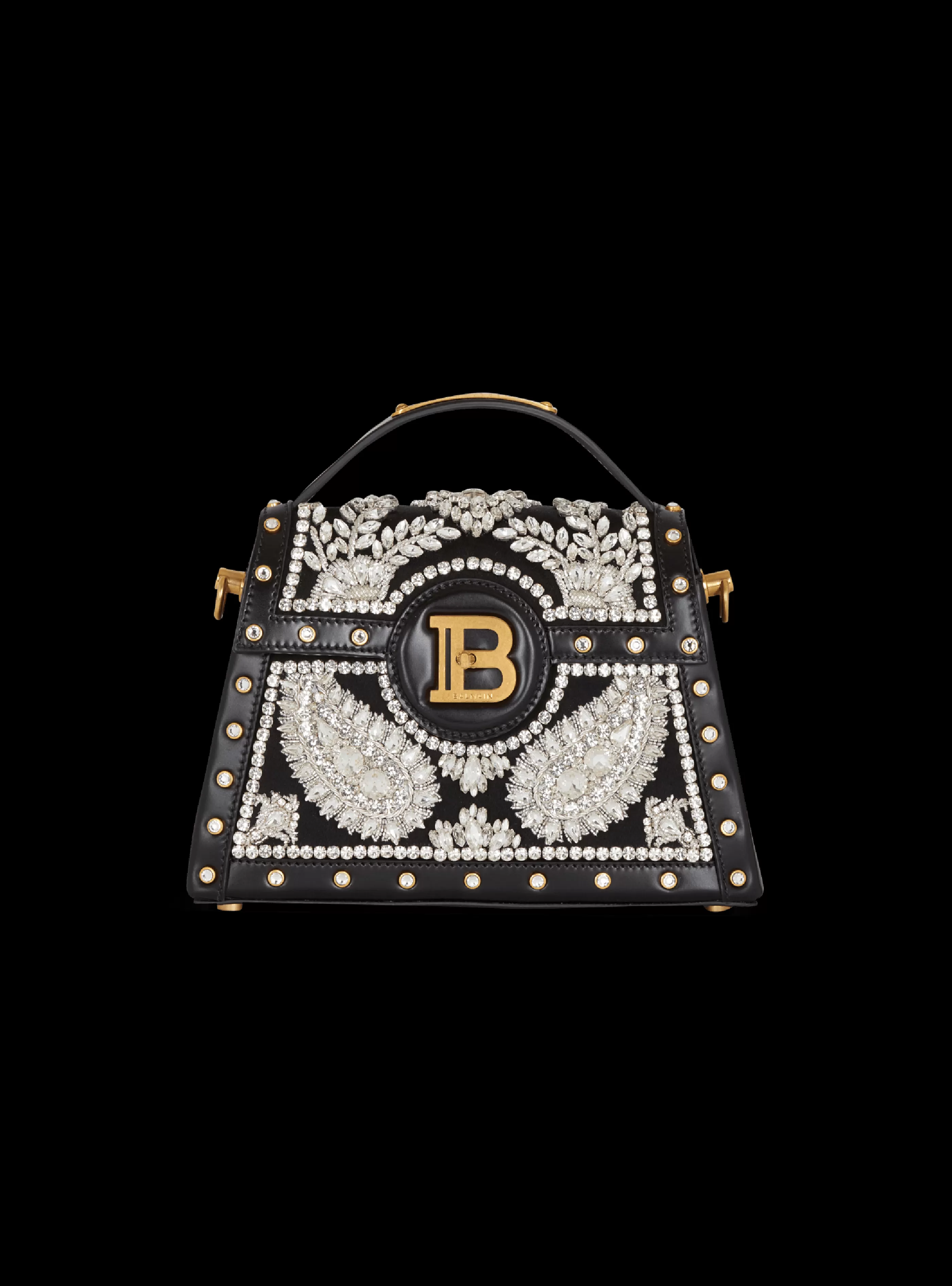 Balmain Borse A Spalla | Borse A Tracolla-B-Buzz Dynasty Bag In Embroidered Satin black