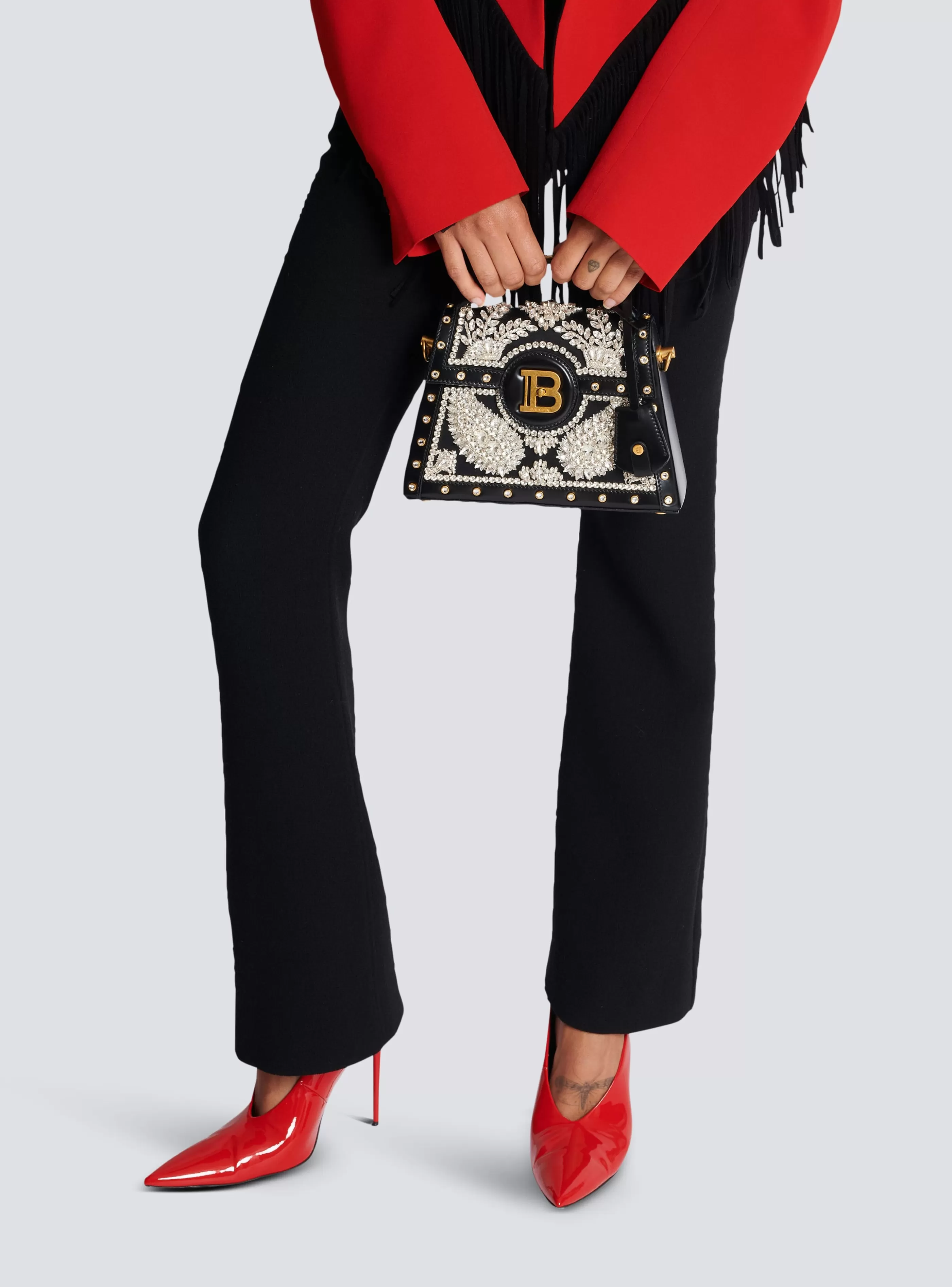 Balmain Borse A Spalla | Borse A Tracolla-B-Buzz Dynasty Bag In Embroidered Satin black