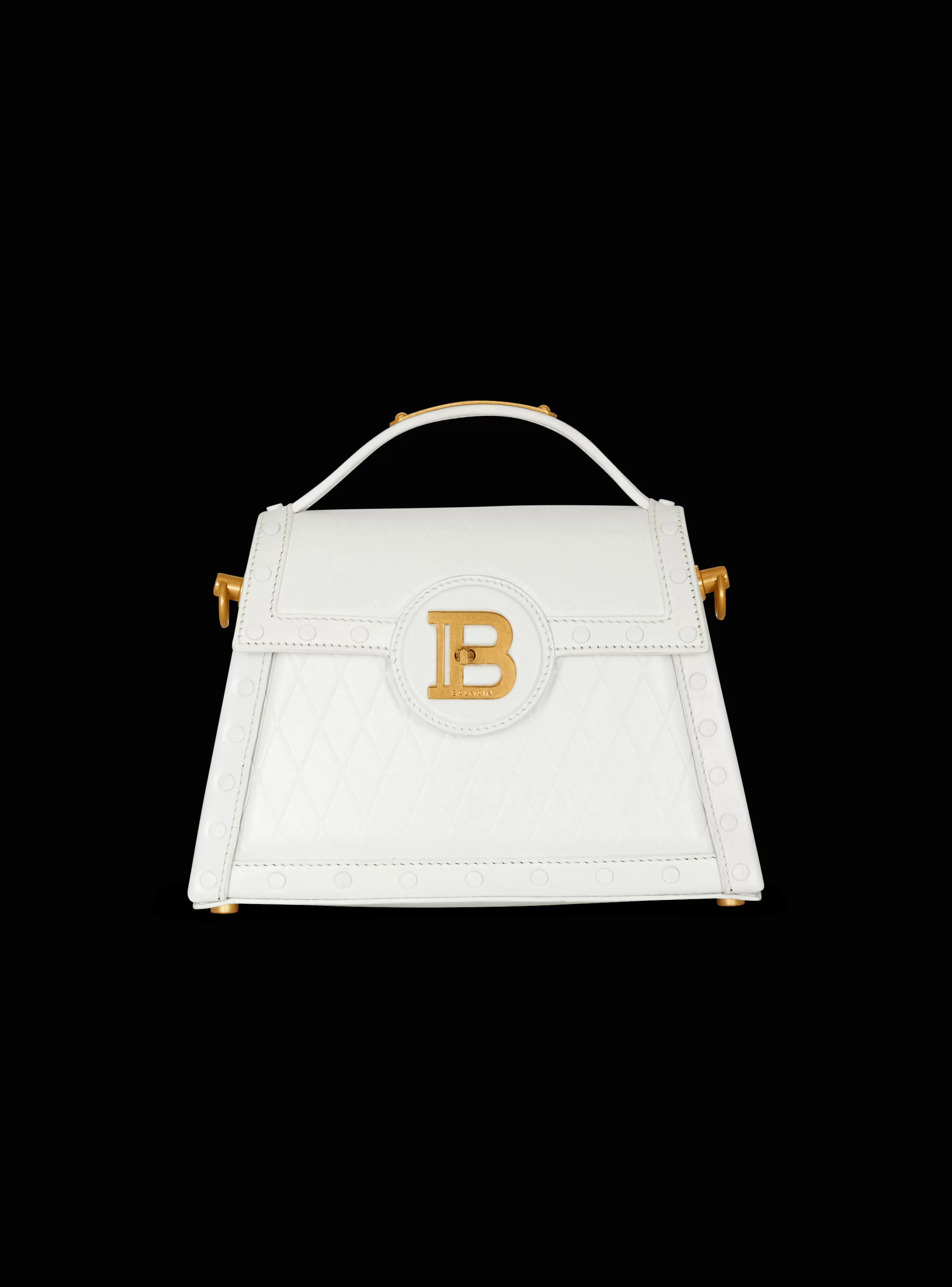 Balmain Borse A Spalla | Borse A Tracolla-B-Buzz Dynasty Bag In Grid-embossed Calfskin white