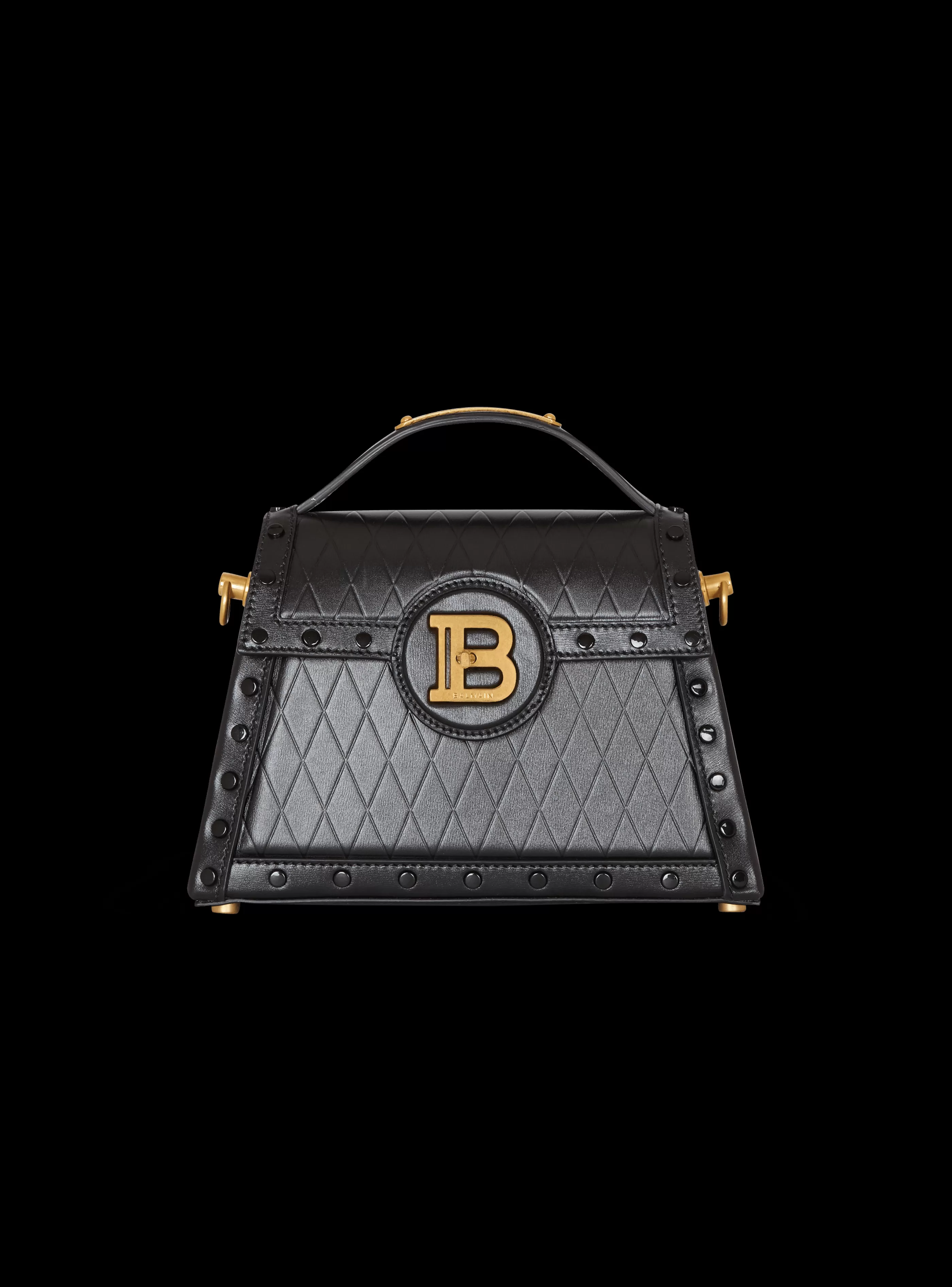 Balmain Borse A Spalla | Borse A Tracolla-B-Buzz Dynasty Bag In Grid-embossed Calfskin black