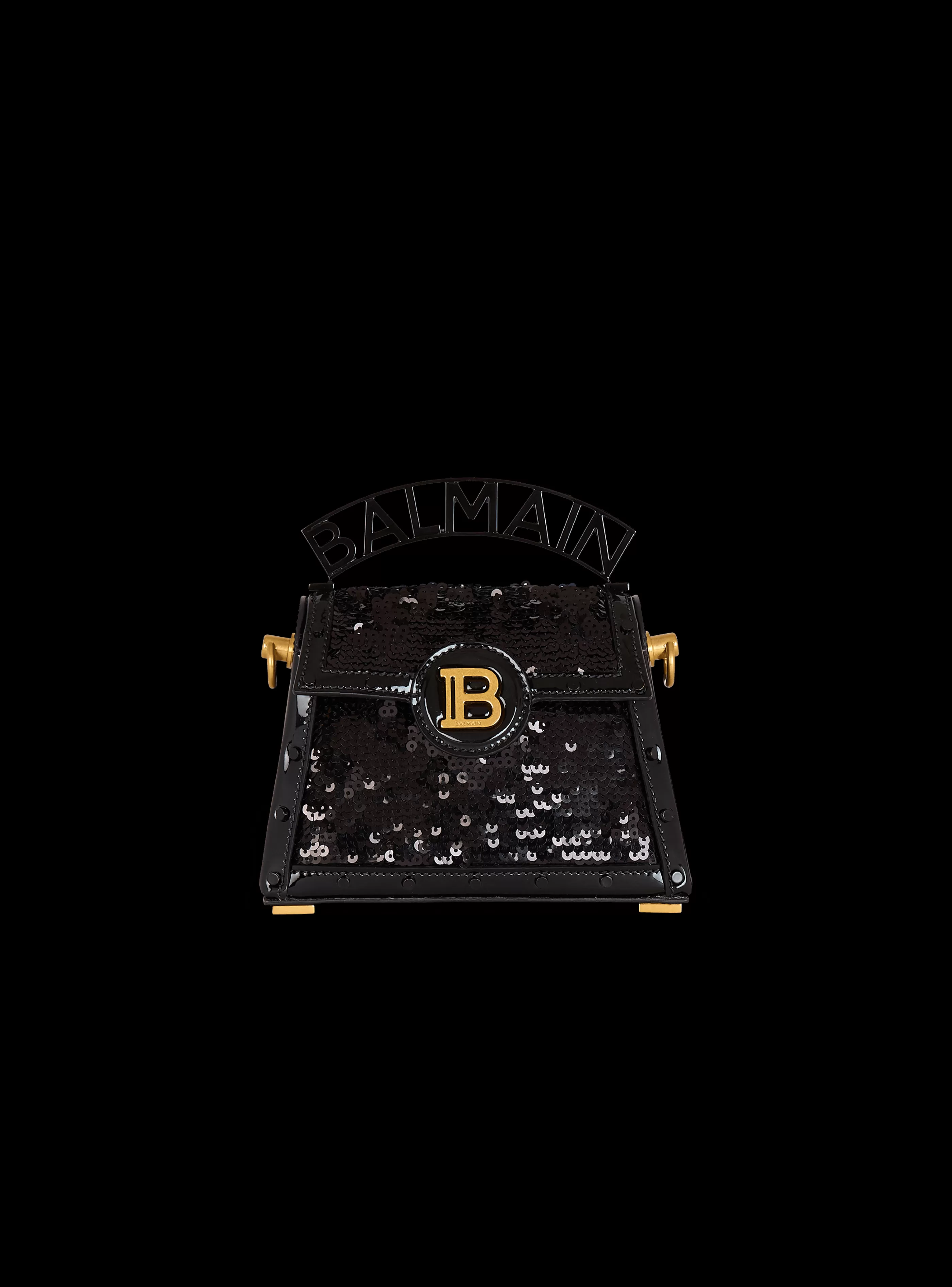 Balmain Borse A Tracolla | Borse A Mano-B-Buzz Dynasty Small Bag In Patent Leather And Sequins black