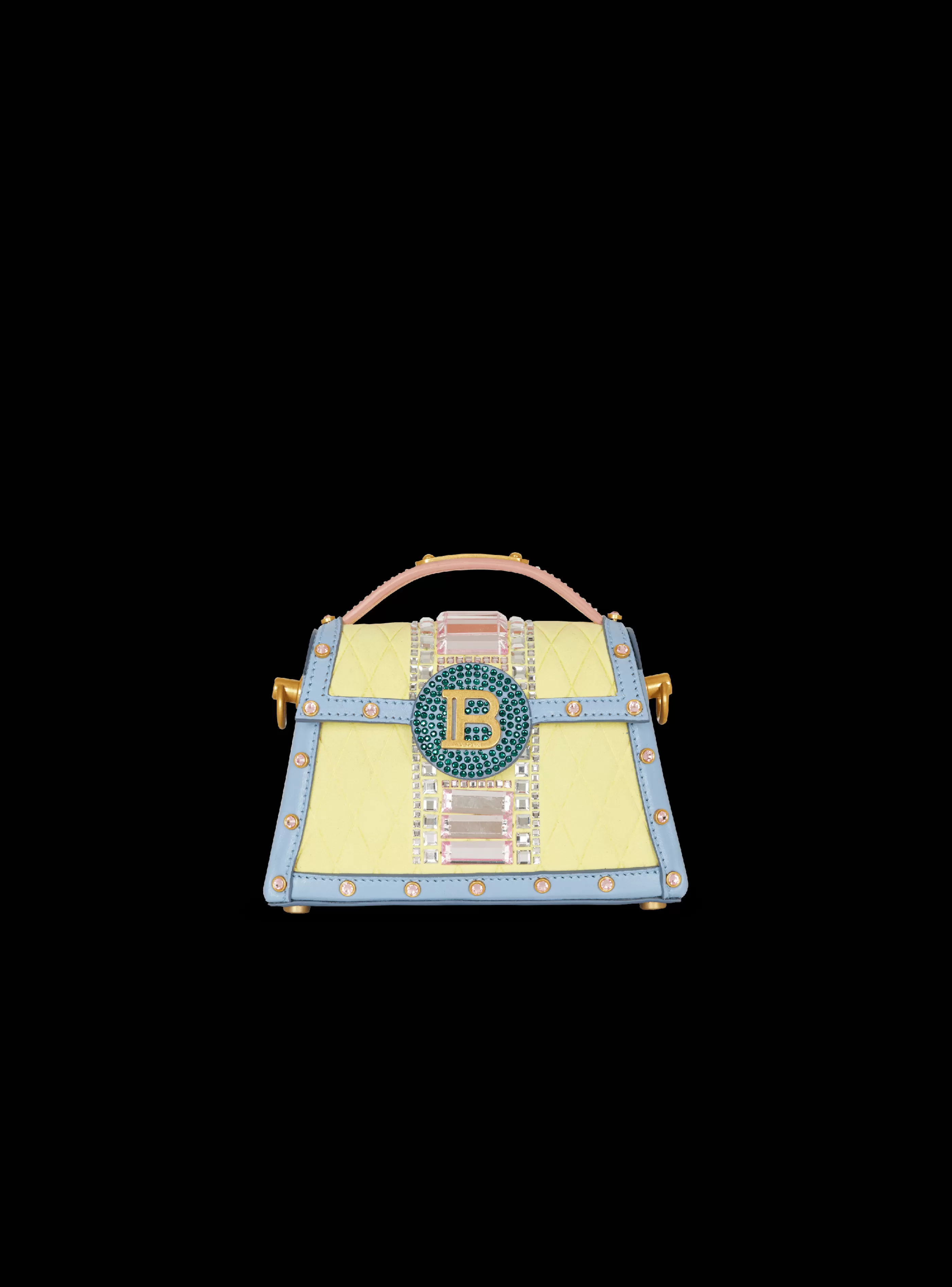 Balmain Borse Mini | Borse A Spalla-B-Buzz Dynasty Small Suede Bag With Embossed Grid Motif And Embroidery multicolor