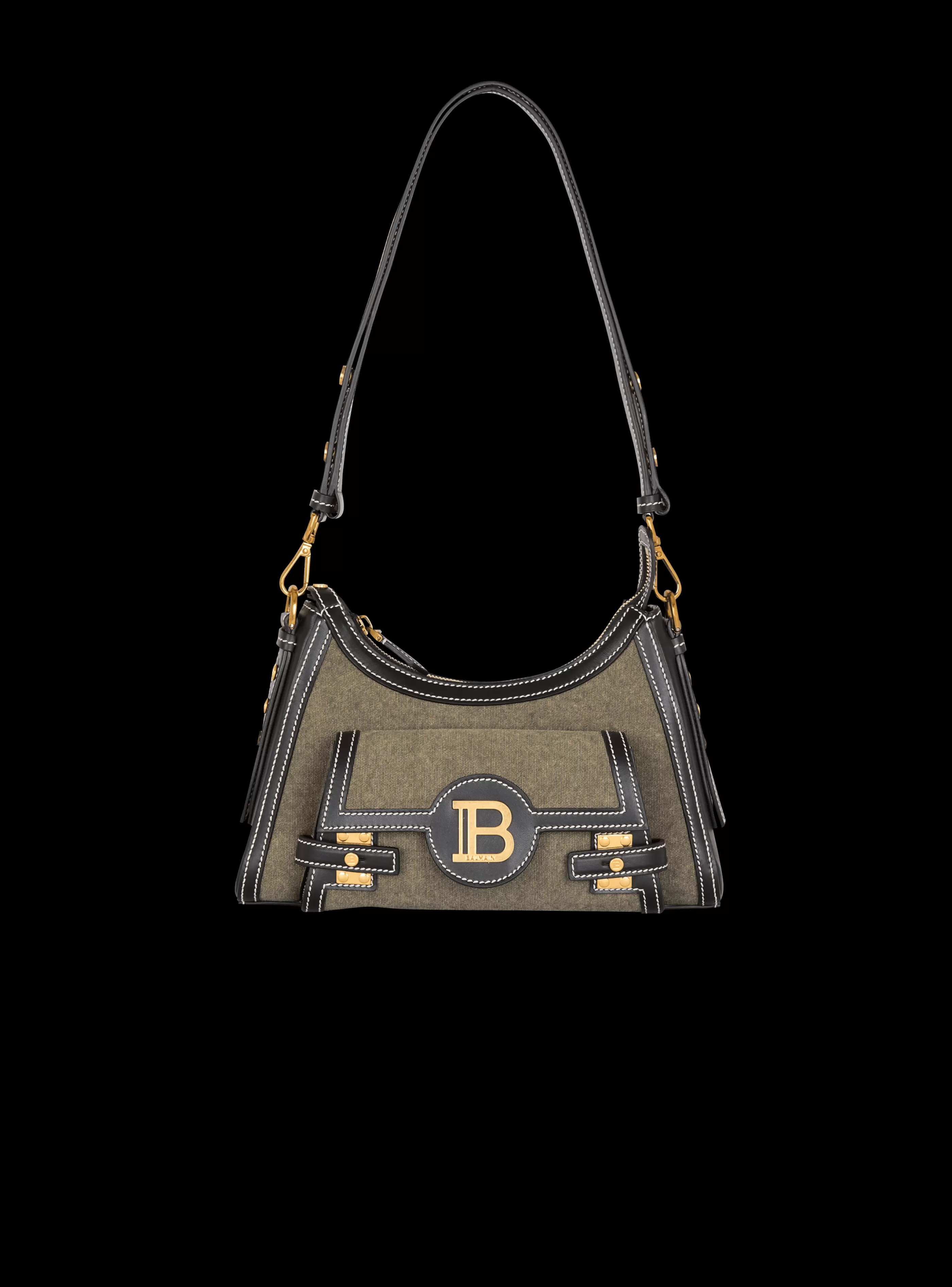 Balmain Borse A Spalla | Borse A Tracolla-B-Buzz Hobo Bag In Leather And Canvas khaki