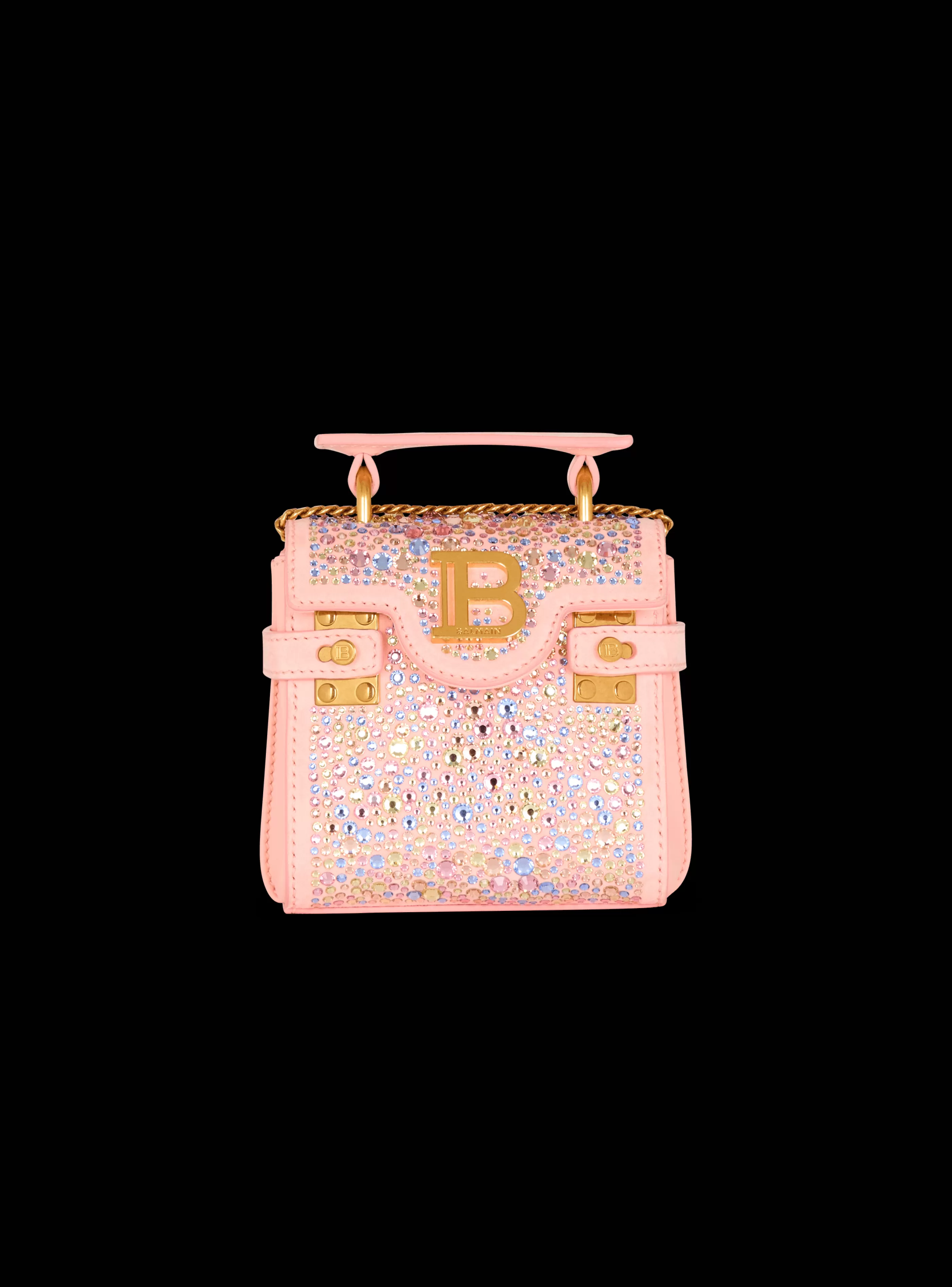 Balmain Borse A Spalla | Borse A Tracolla-B-Buzz Mini 12 Bag In Suede And Rhinestones orange