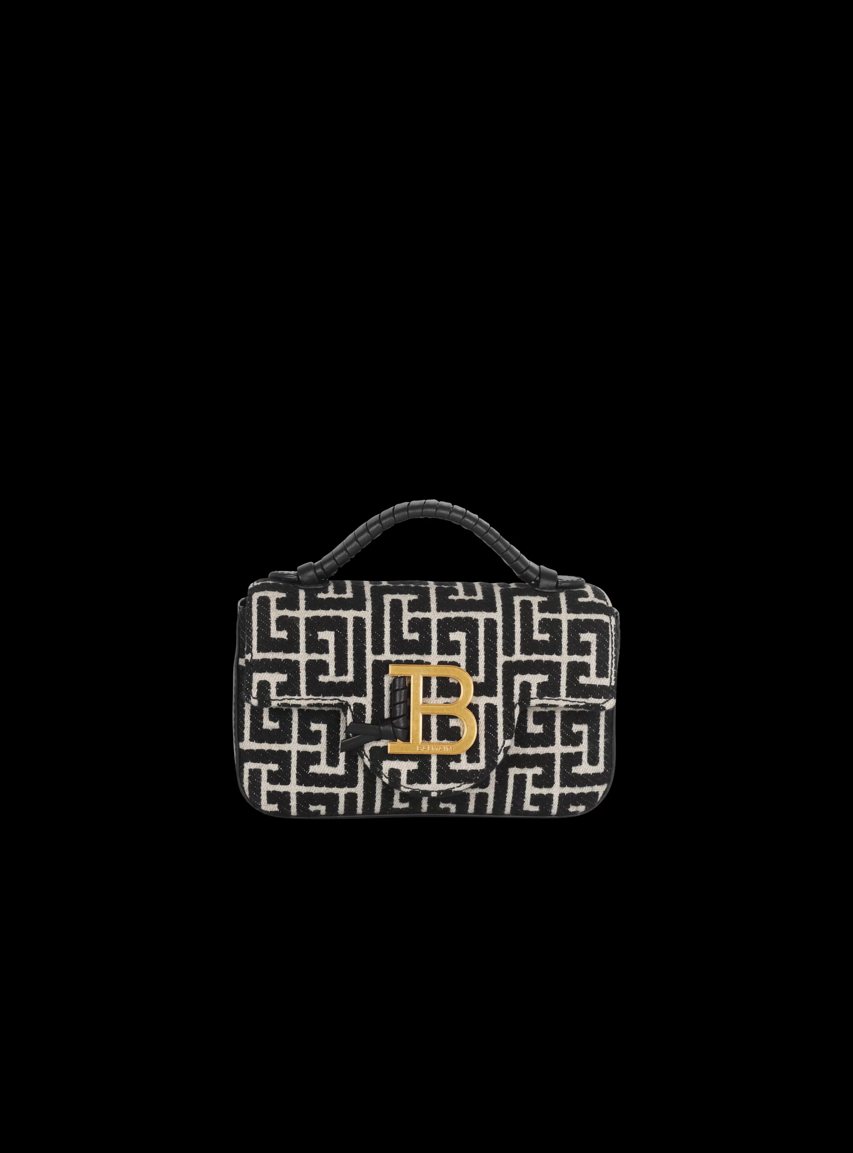 Balmain Borse Mini | Borse A Spalla-B-Buzz Mini Monogrammed Jacquard Bag black