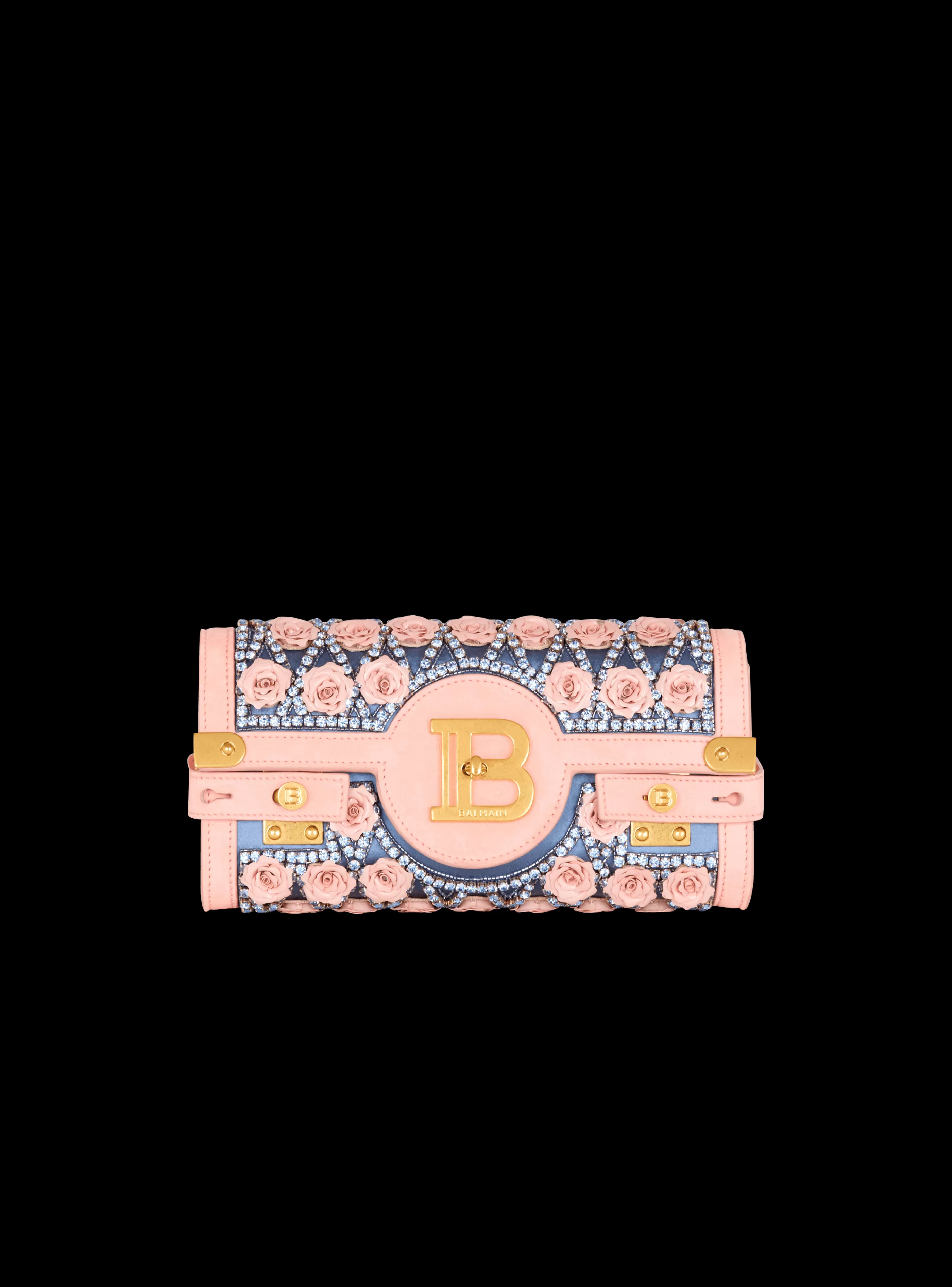 Balmain Borse Mini | Borse A Spalla-B-Buzz Pouch 23 Embroidered With Grid And Roses multicolor