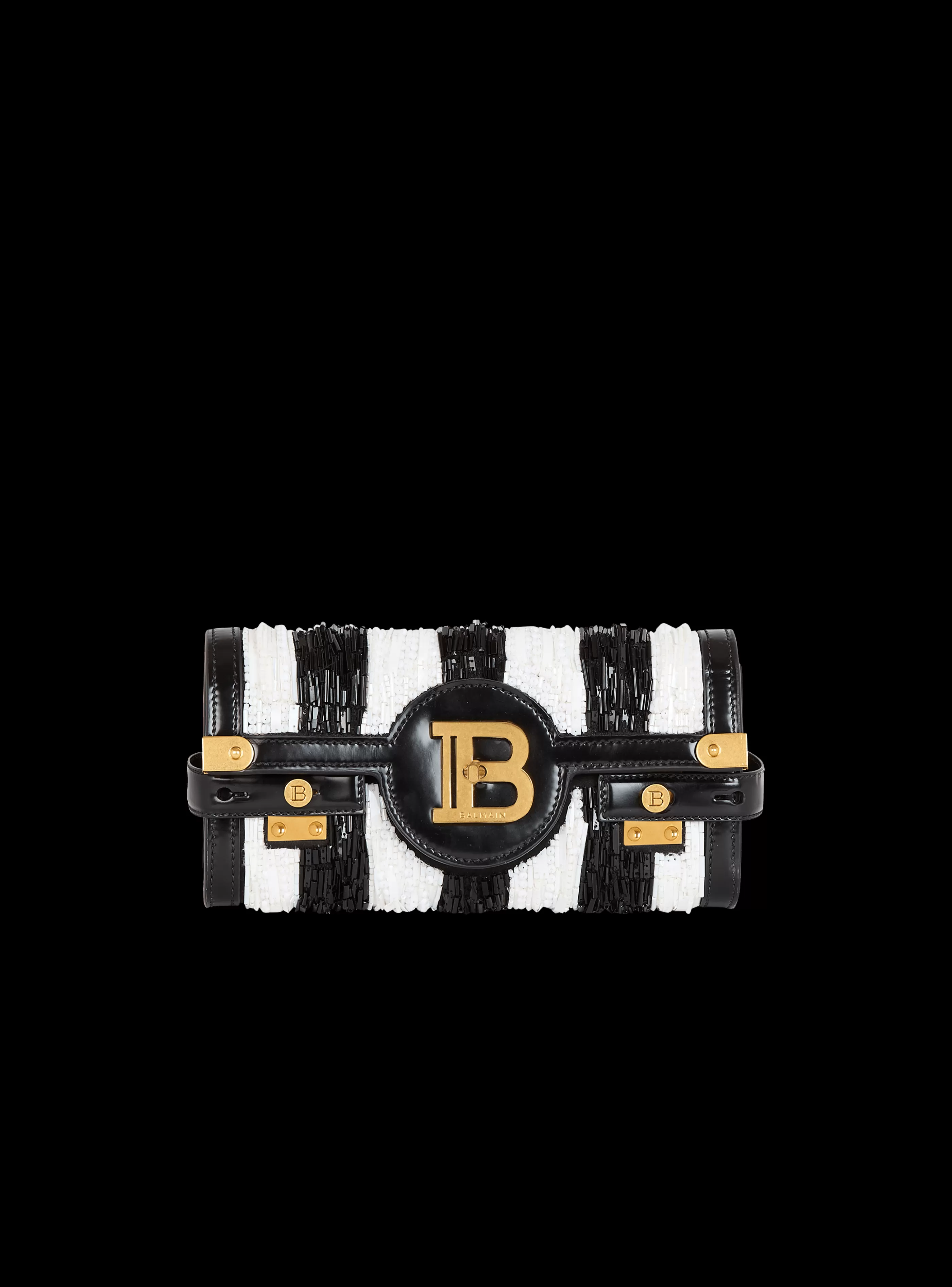 Balmain Borse-B-Buzz Pouch 23 With Embroidered Stripes black