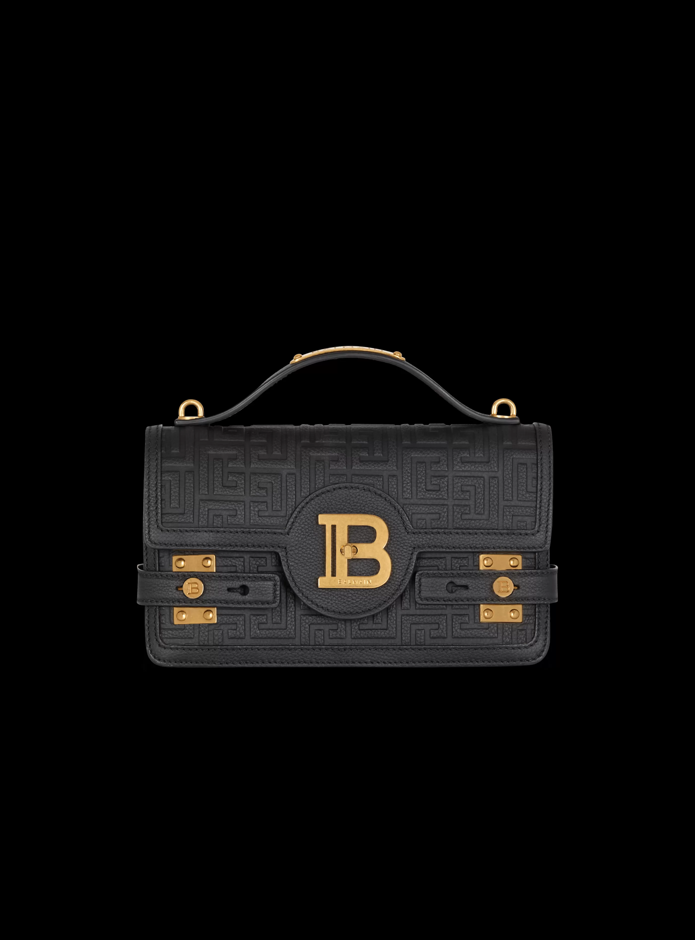 Balmain Borse A Spalla | Borse A Tracolla-B-Buzz Shoulder 24 Bag In Grained PB Labyrinth Leather black