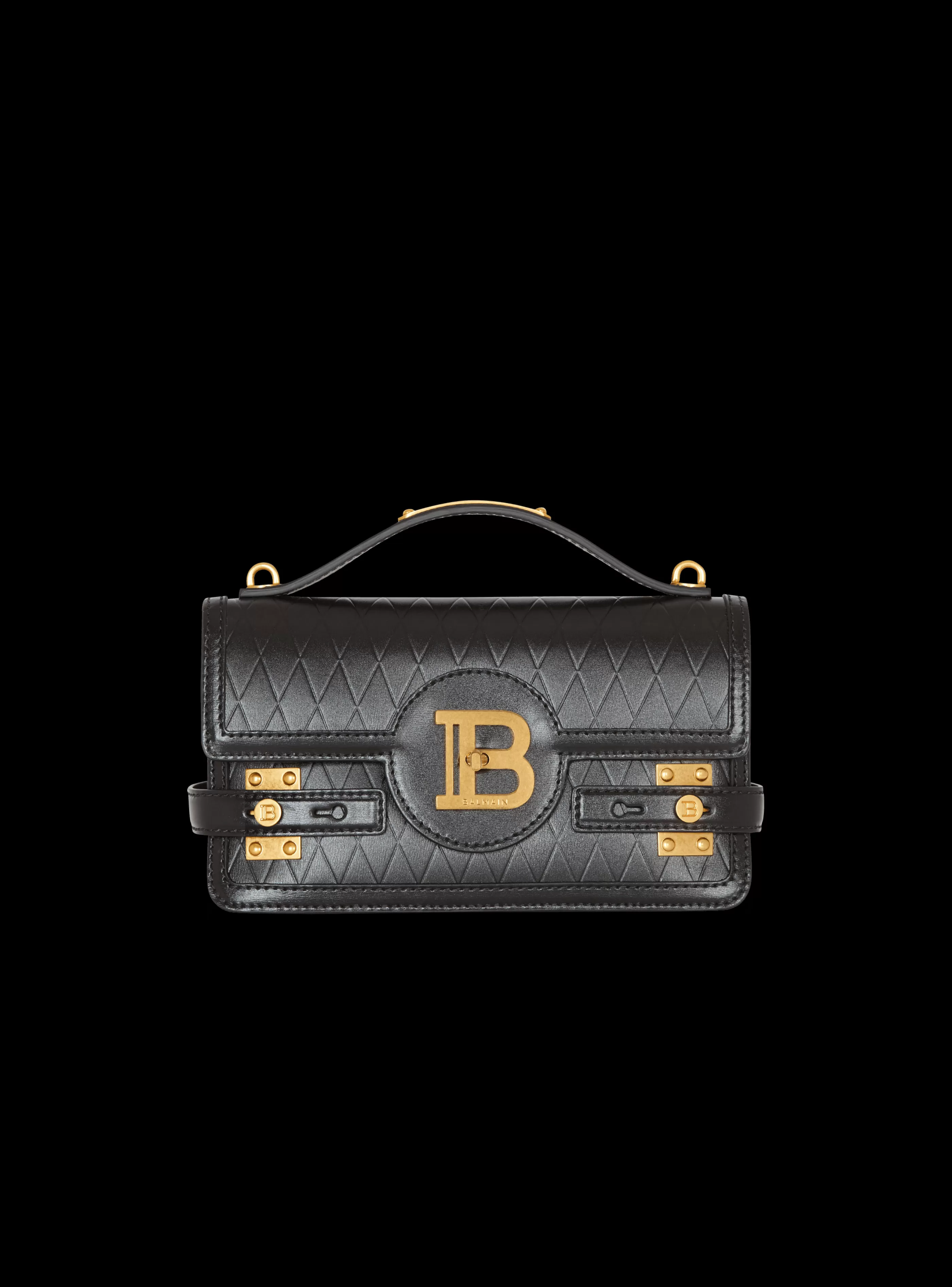 Balmain Borse A Spalla | Borse A Tracolla-B-Buzz Shoulder 24 Bag In Grid-embossed Calfskin black