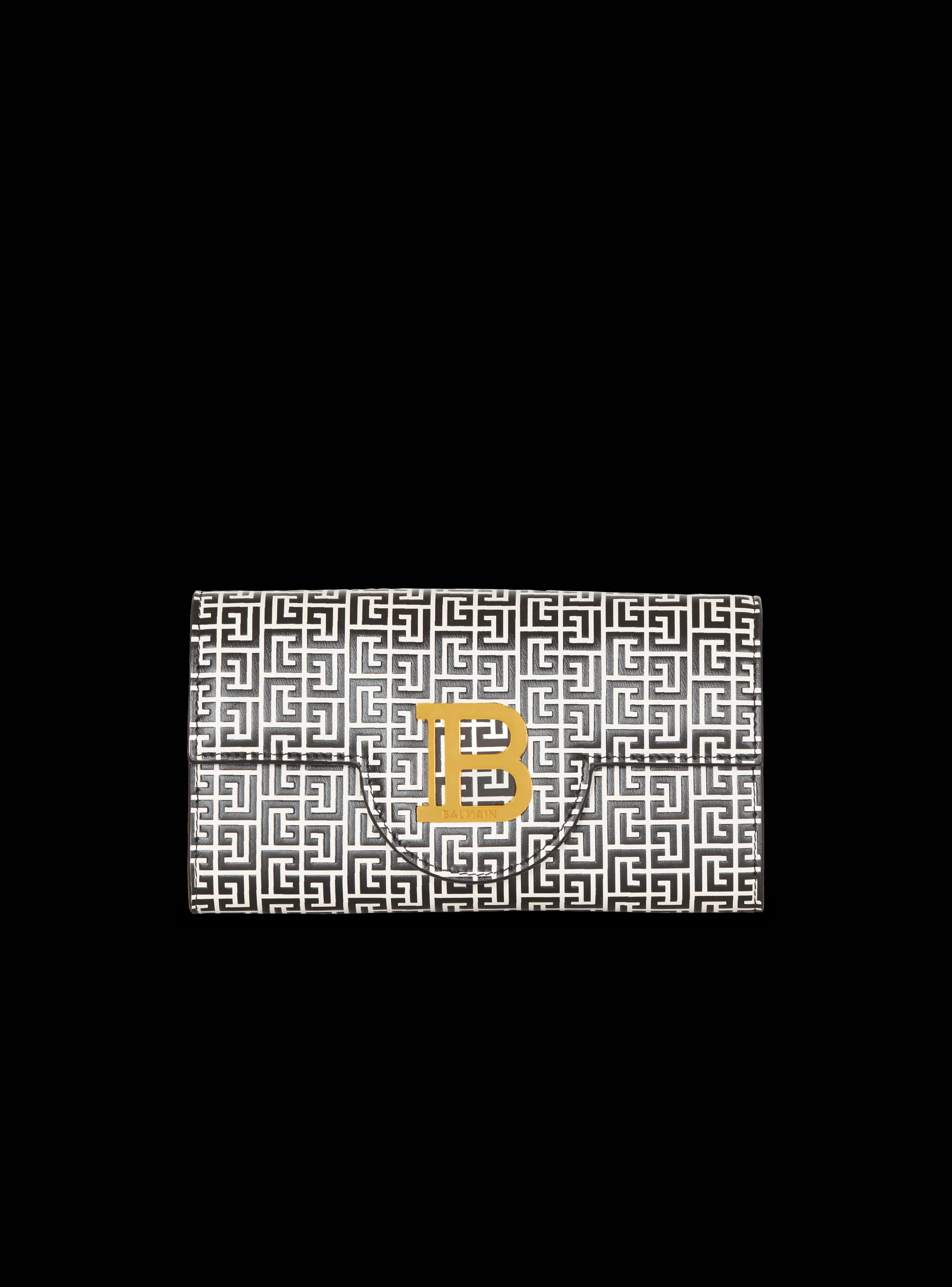 Balmain Piccola Pelletteria | Borse Mini-B-Buzz Wallet In Embossed Calfskin With A PB Labyrinth Monogram black