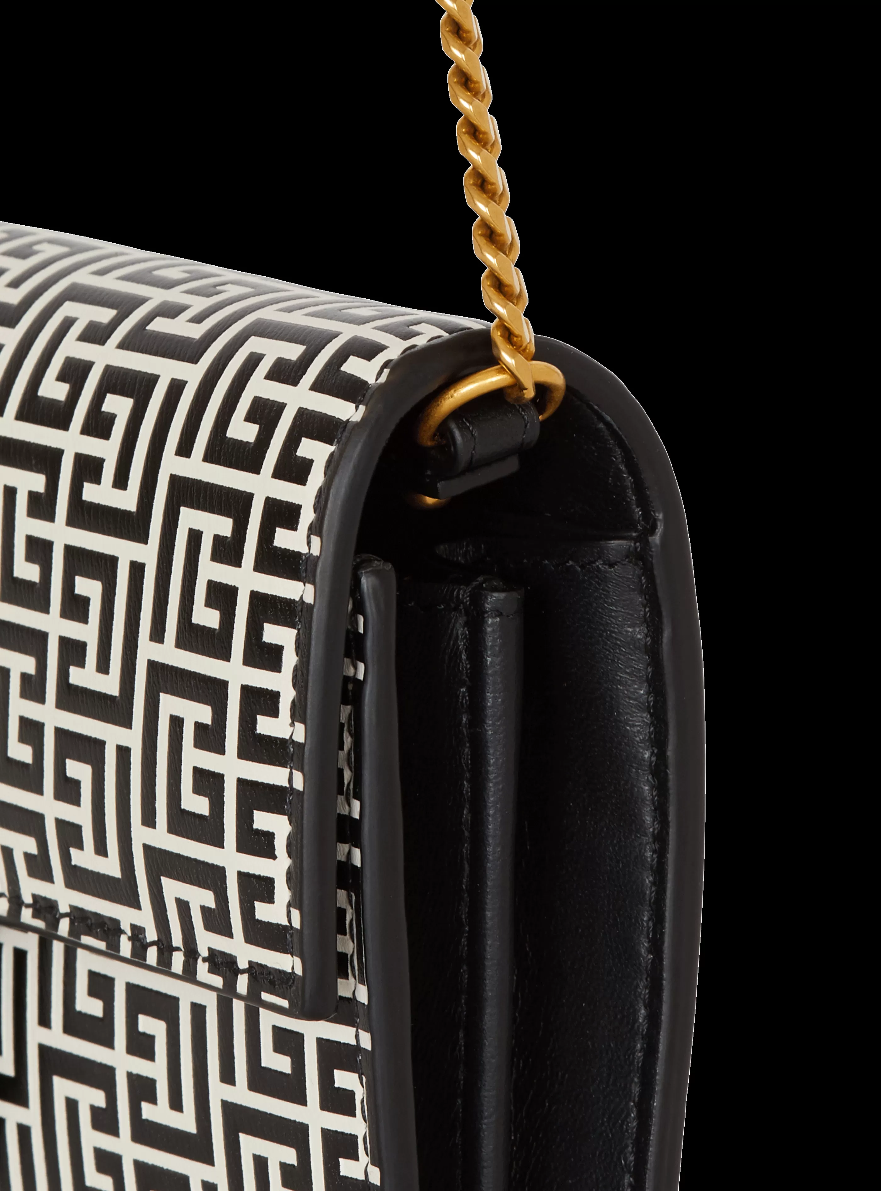 Balmain Piccola Pelletteria | Borse Mini-B-Buzz Wallet In Embossed Calfskin With A PB Labyrinth Monogram black