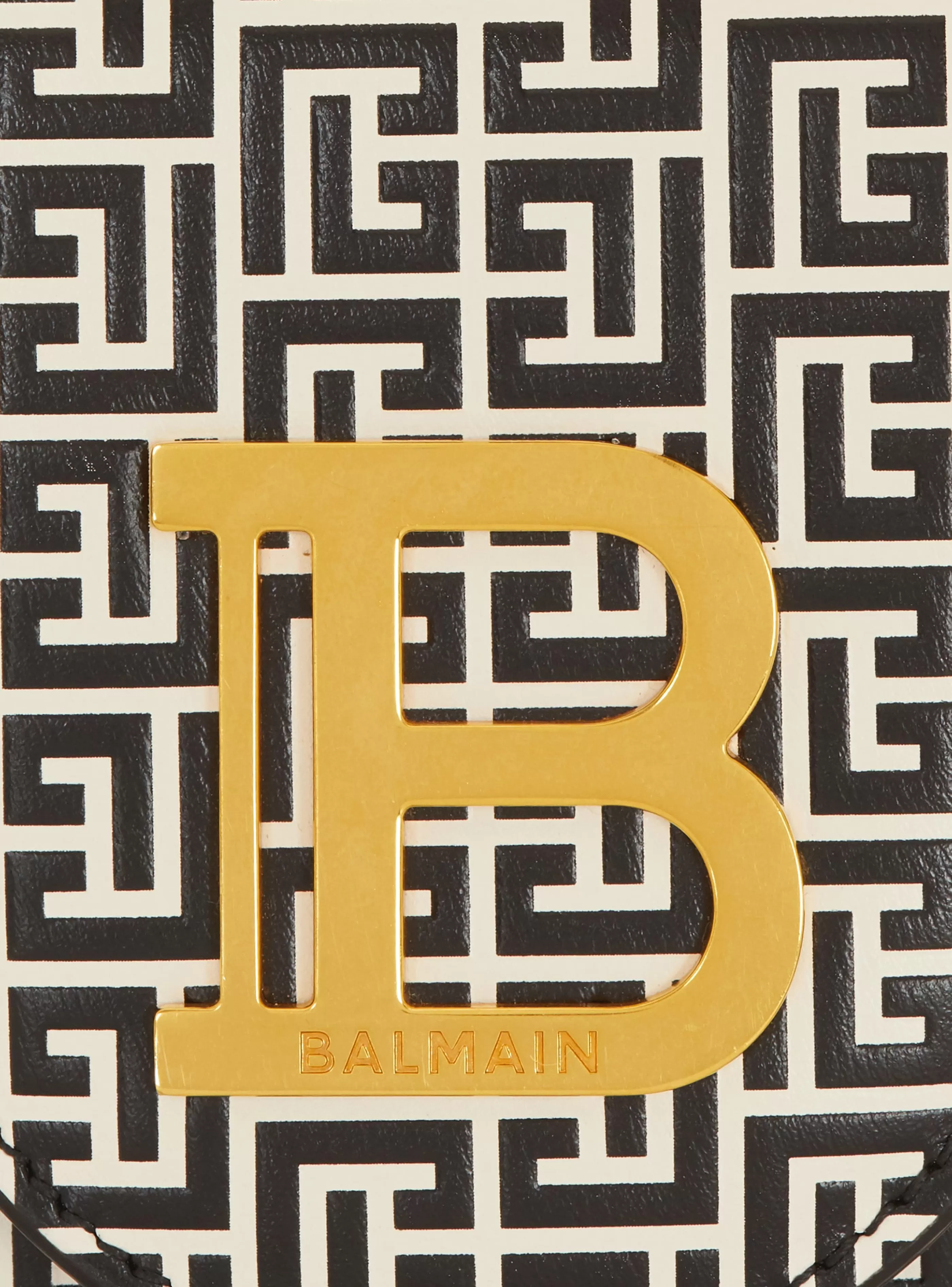Balmain Piccola Pelletteria | Borse Mini-B-Buzz Wallet In Embossed Calfskin With A PB Labyrinth Monogram black