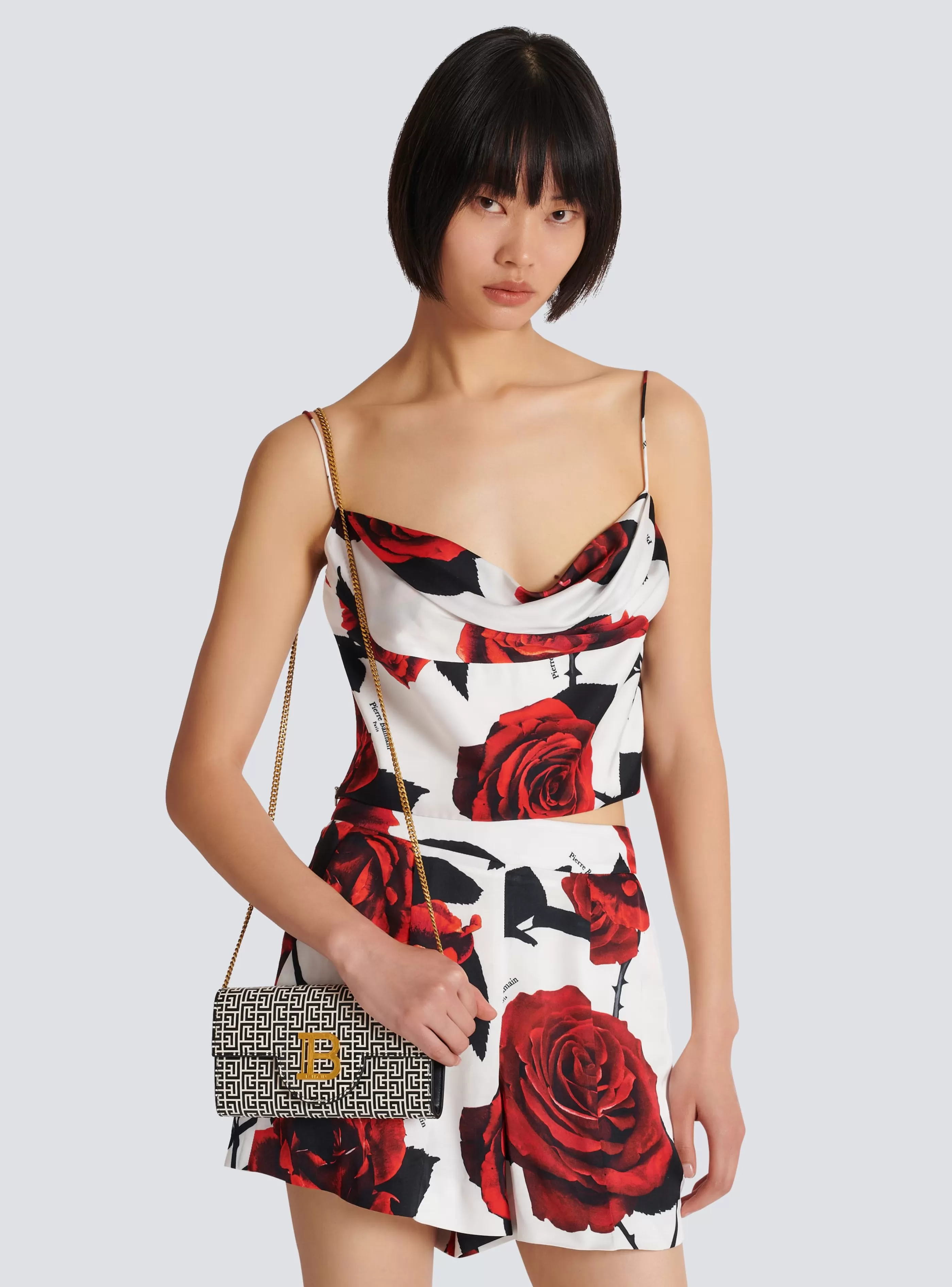 Balmain Piccola Pelletteria | Borse Mini-B-Buzz Wallet In Embossed Calfskin With A PB Labyrinth Monogram black