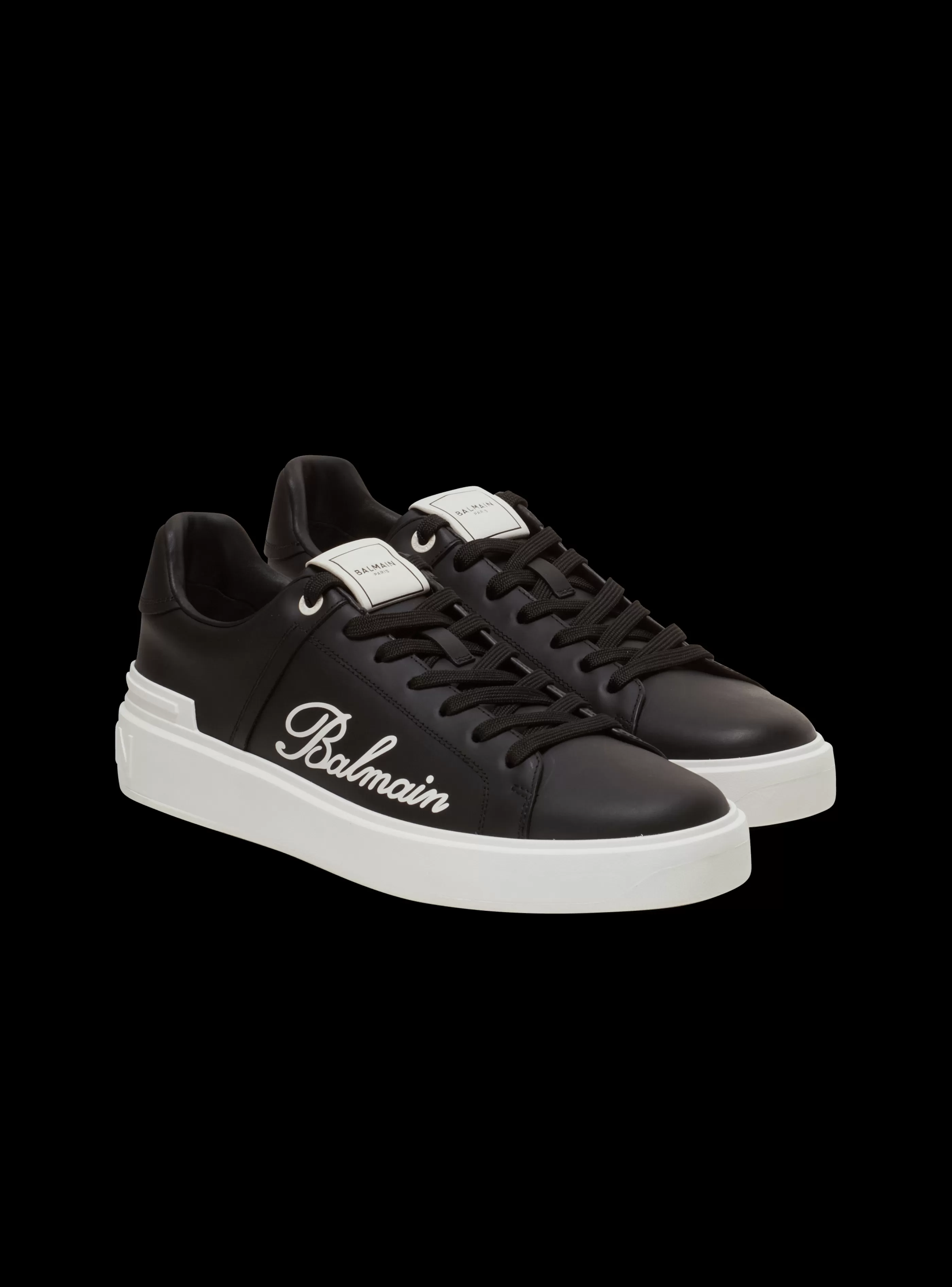 Balmain Uomo | Sneakers-B-Court Signature Calfskin Trainers black