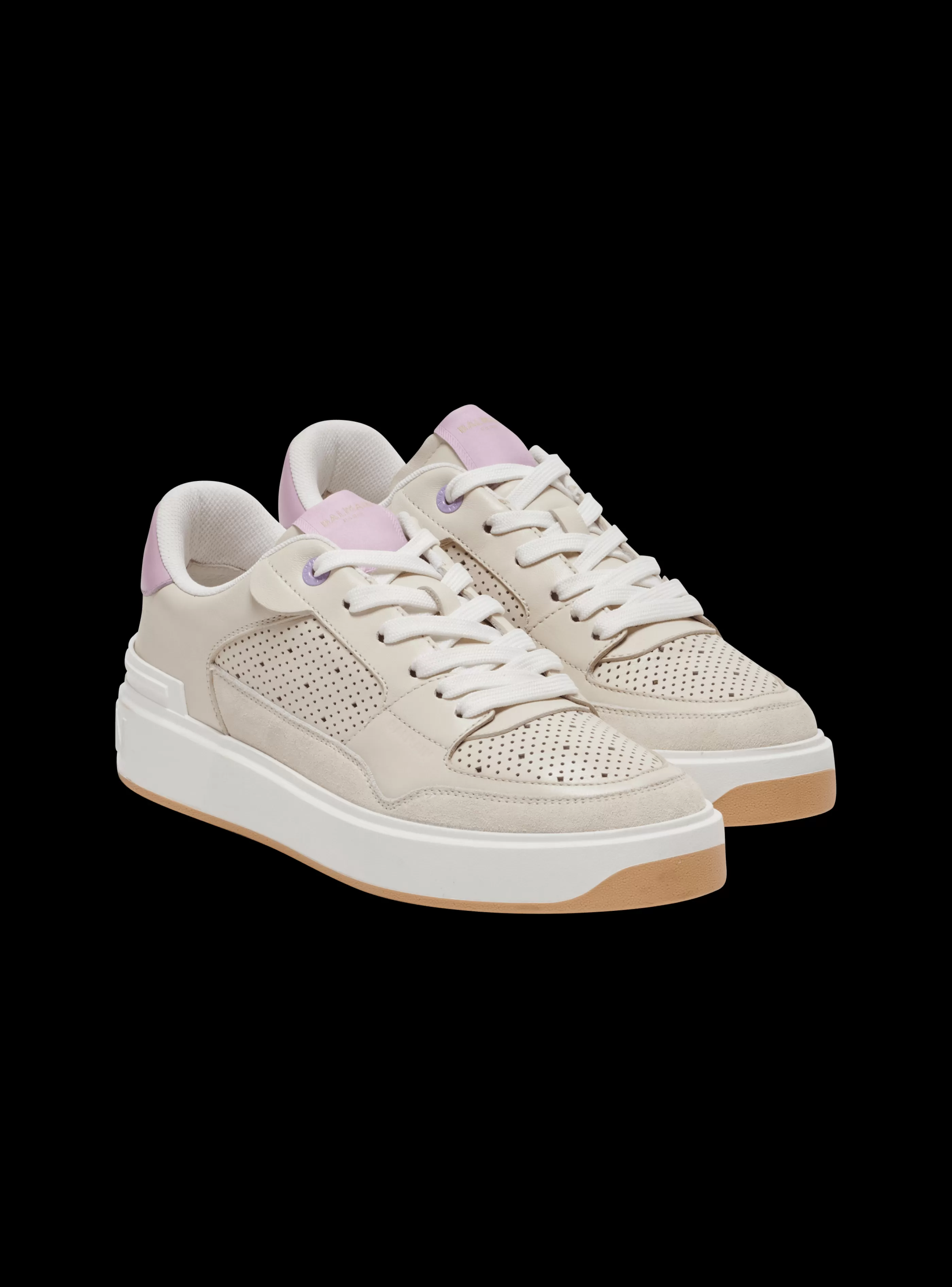 Balmain B-Court-B-Court Flip Leather Trainers beige