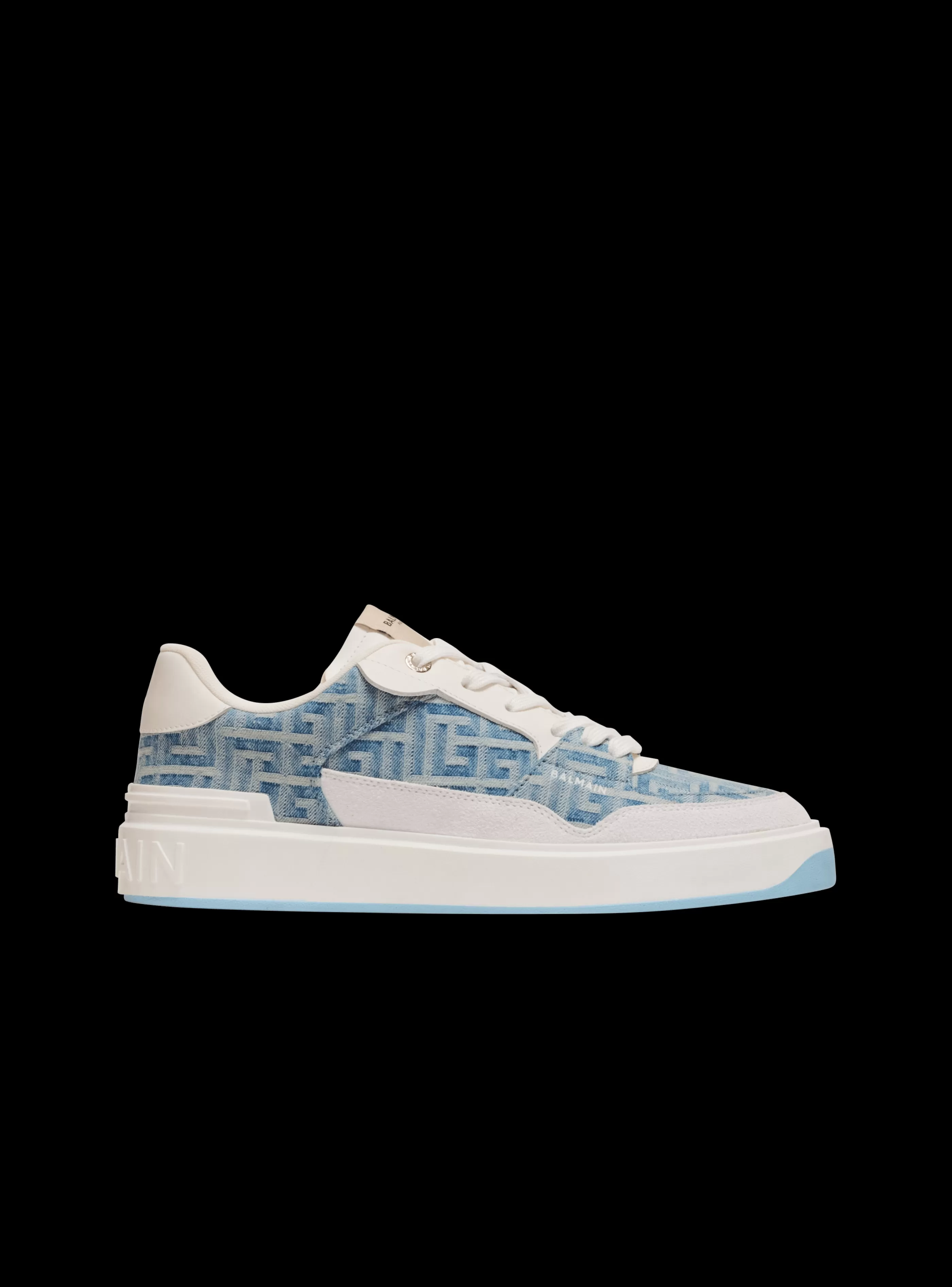 Balmain Donna | Sneakers-B-Court Flip Trainers In Monogrammed PB Labyrinth Denim navy