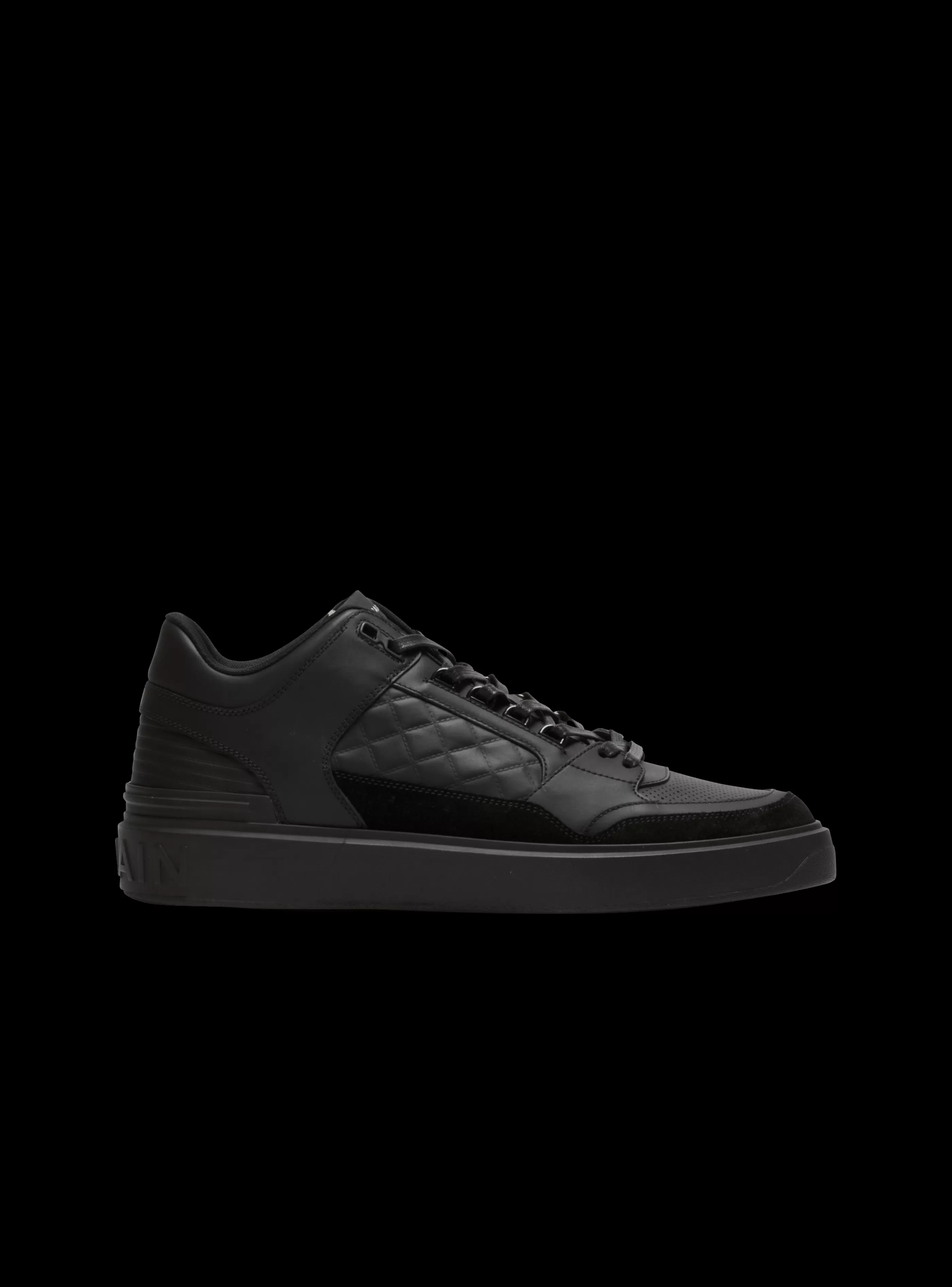 Balmain B-Court-B-Court Mid-top Leather Trainers black