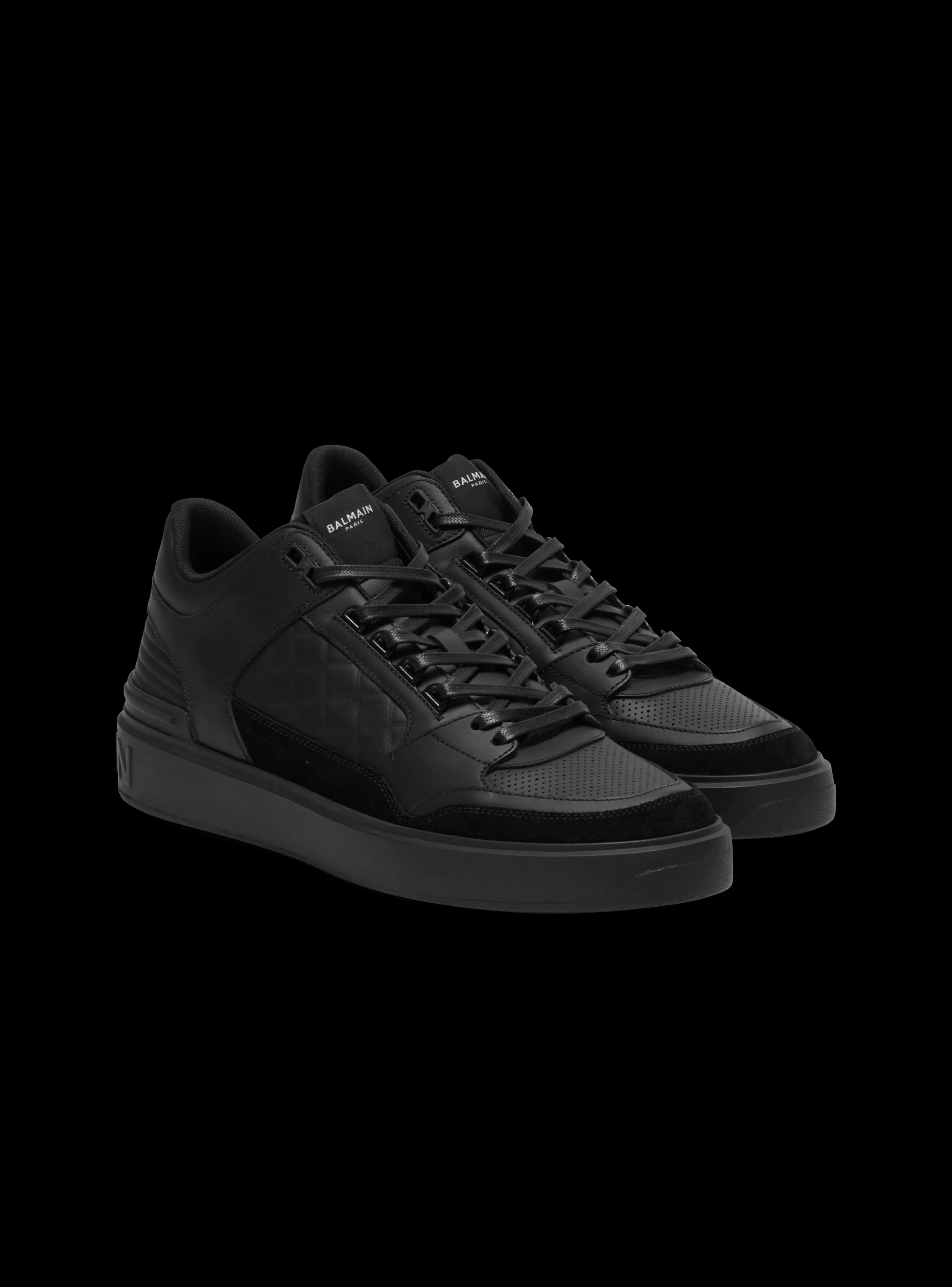 Balmain B-Court-B-Court Mid-top Leather Trainers black