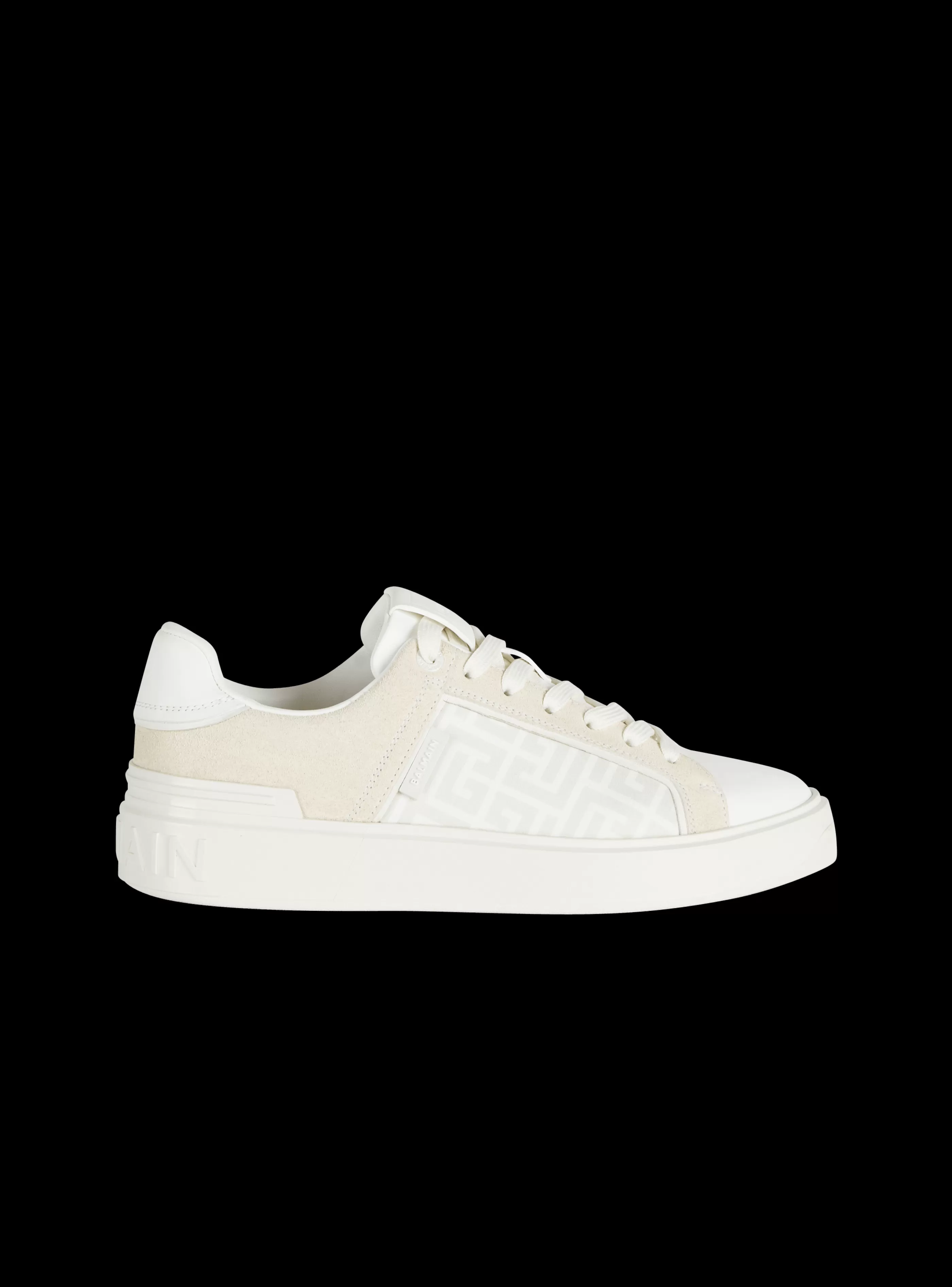 Balmain B-Court-B-Court Monogrammed Nylon And Leather Trainers white