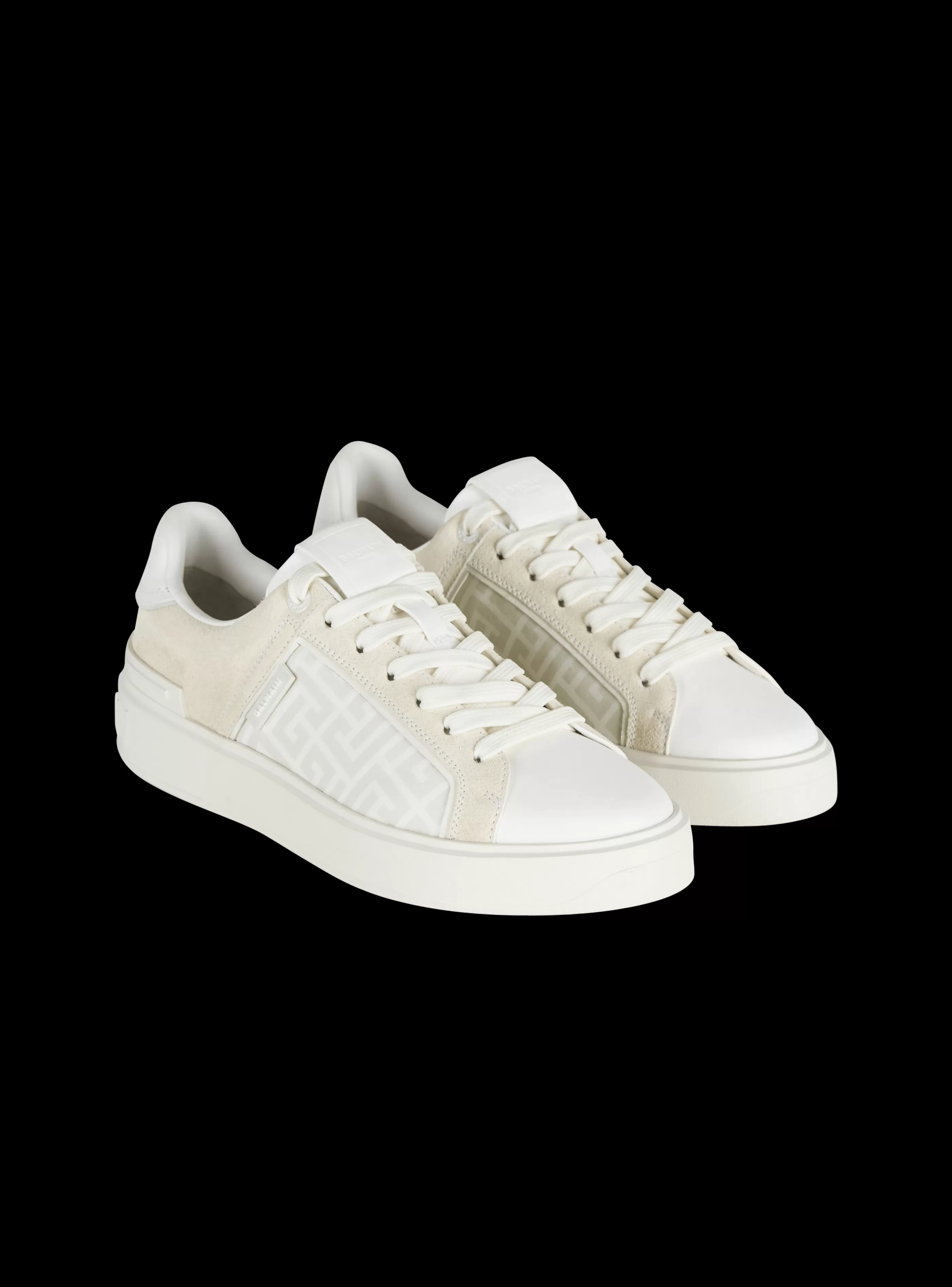 Balmain B-Court-B-Court Monogrammed Nylon And Leather Trainers white