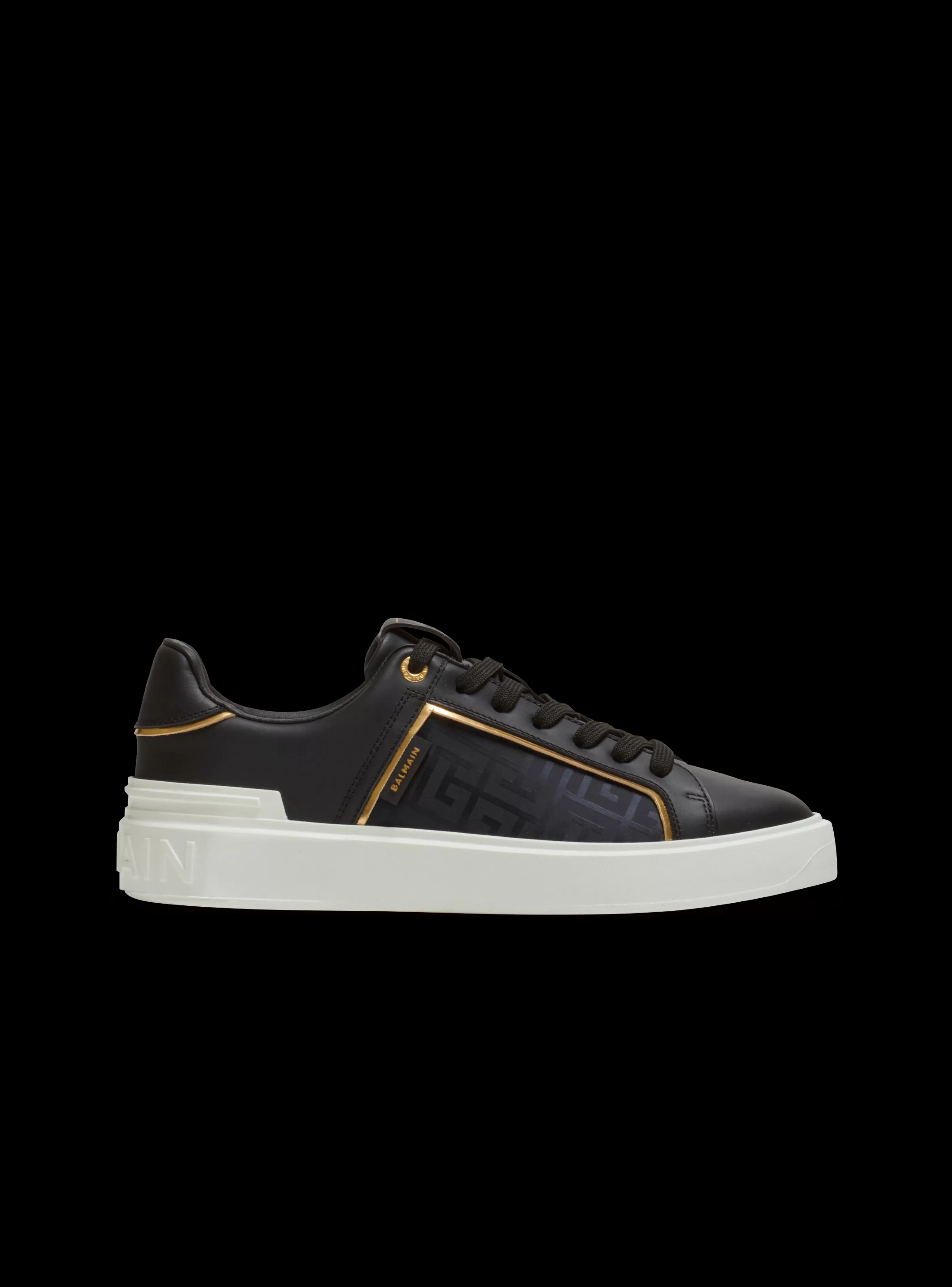 Balmain B-Court-B-Court Monogrammed Nylon And Leather Trainers black