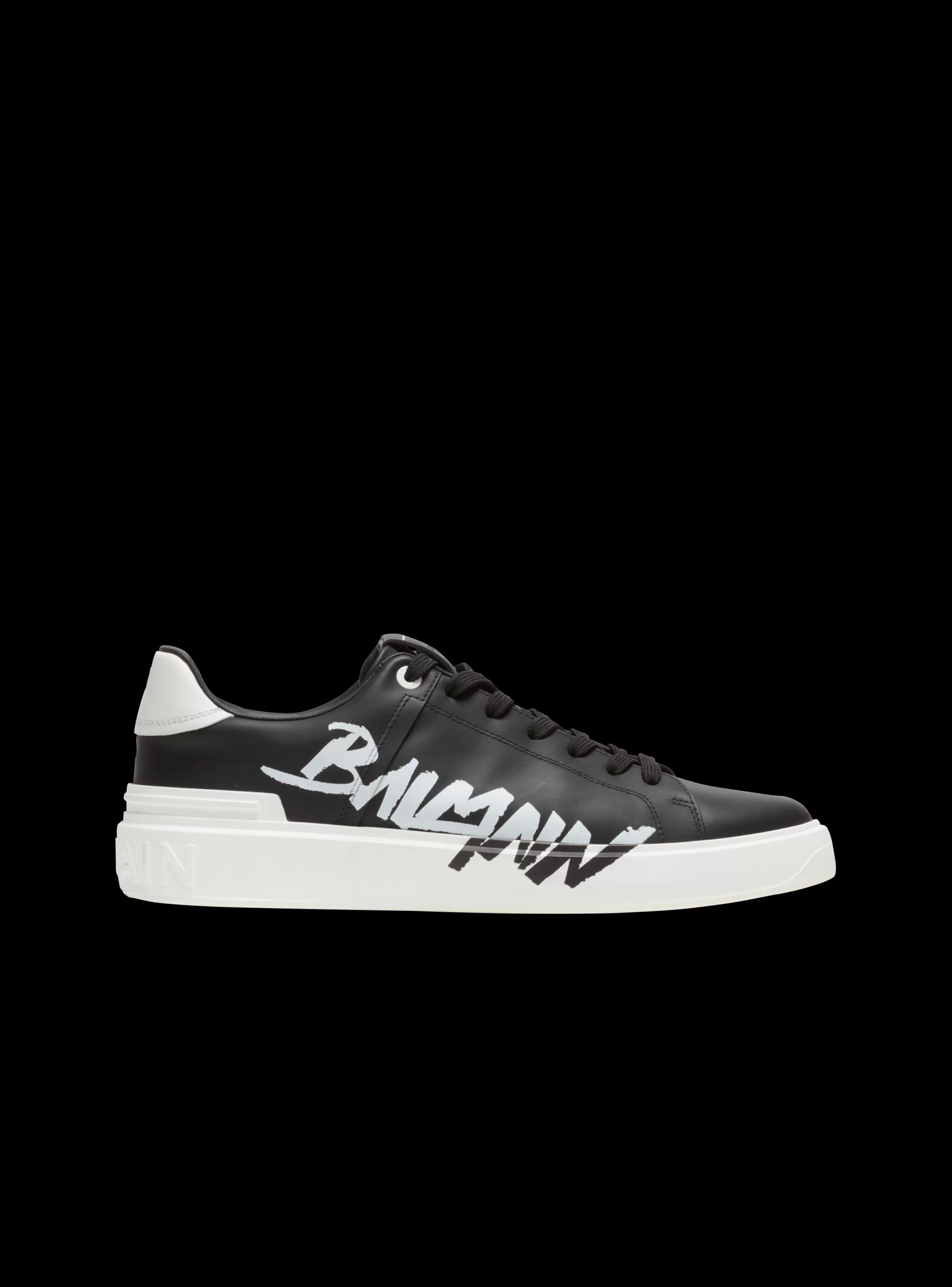 Balmain B-Court-B-Court Printed Leather Trainers black