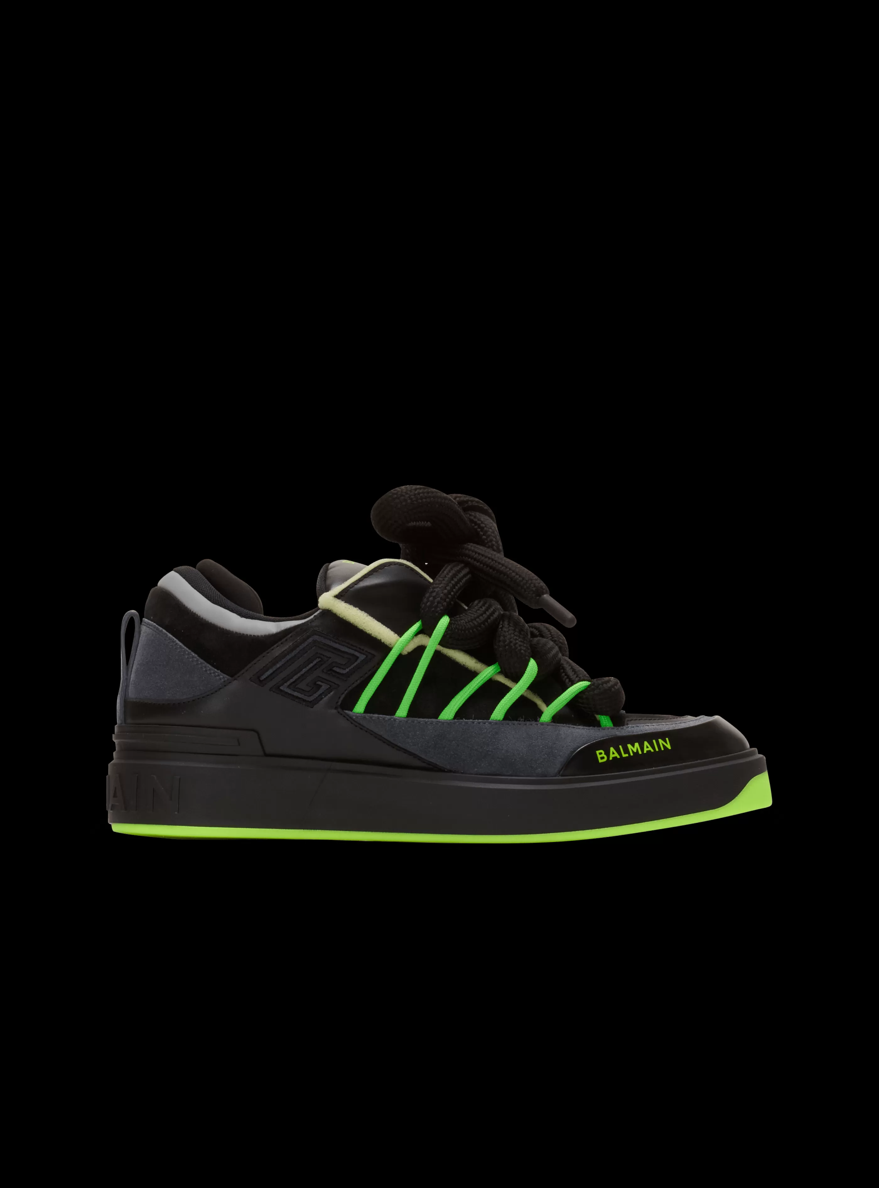 Balmain B-Court-B-Court Puffy Skate Trainers In Calfskin And Suede black