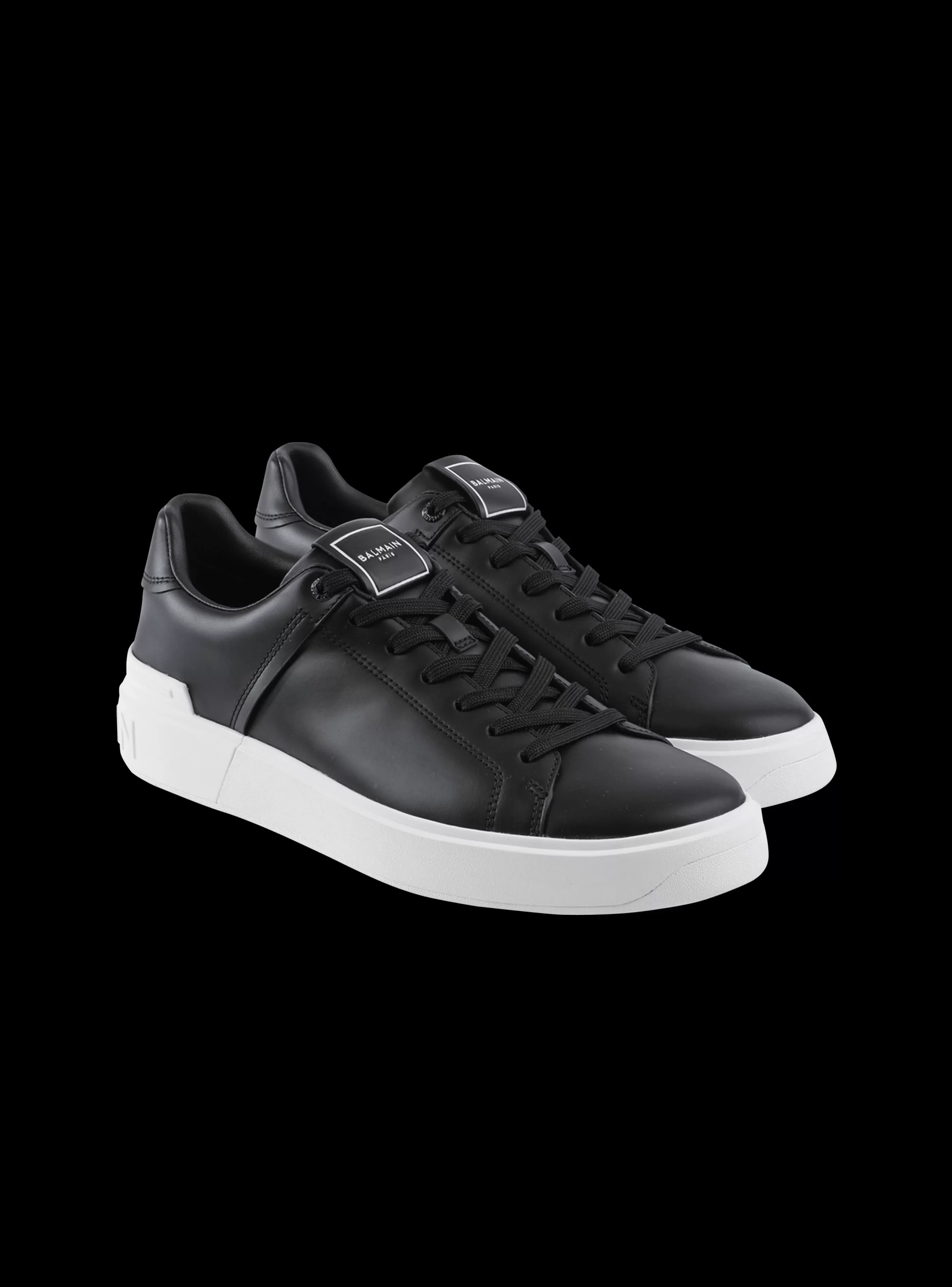 Balmain B-Court-B-Court Trainers In Calfskin black