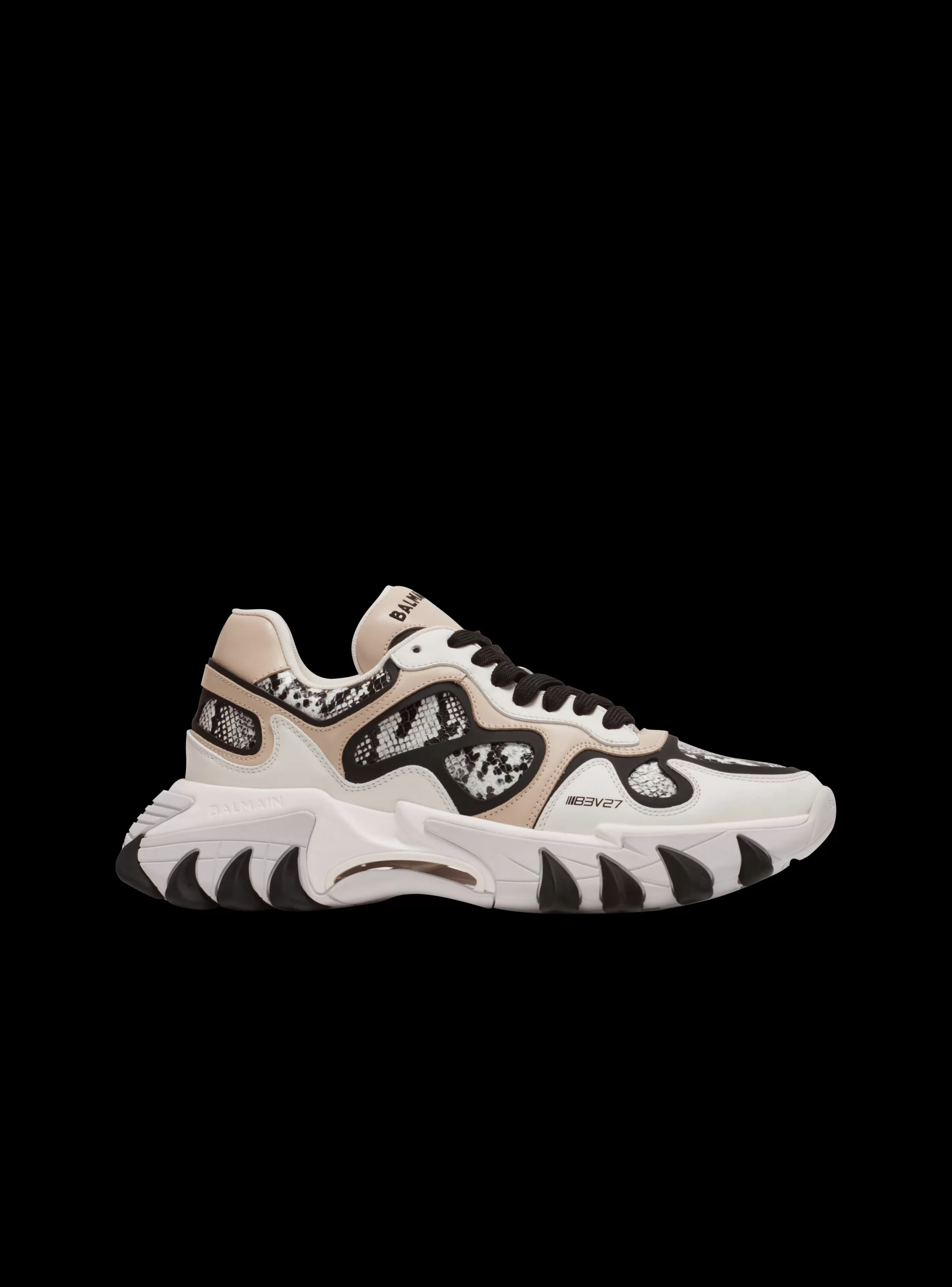 Balmain Donna | Sneakers-B-East Snakeskin-effect Leather, Suede And Mesh Trainers beige