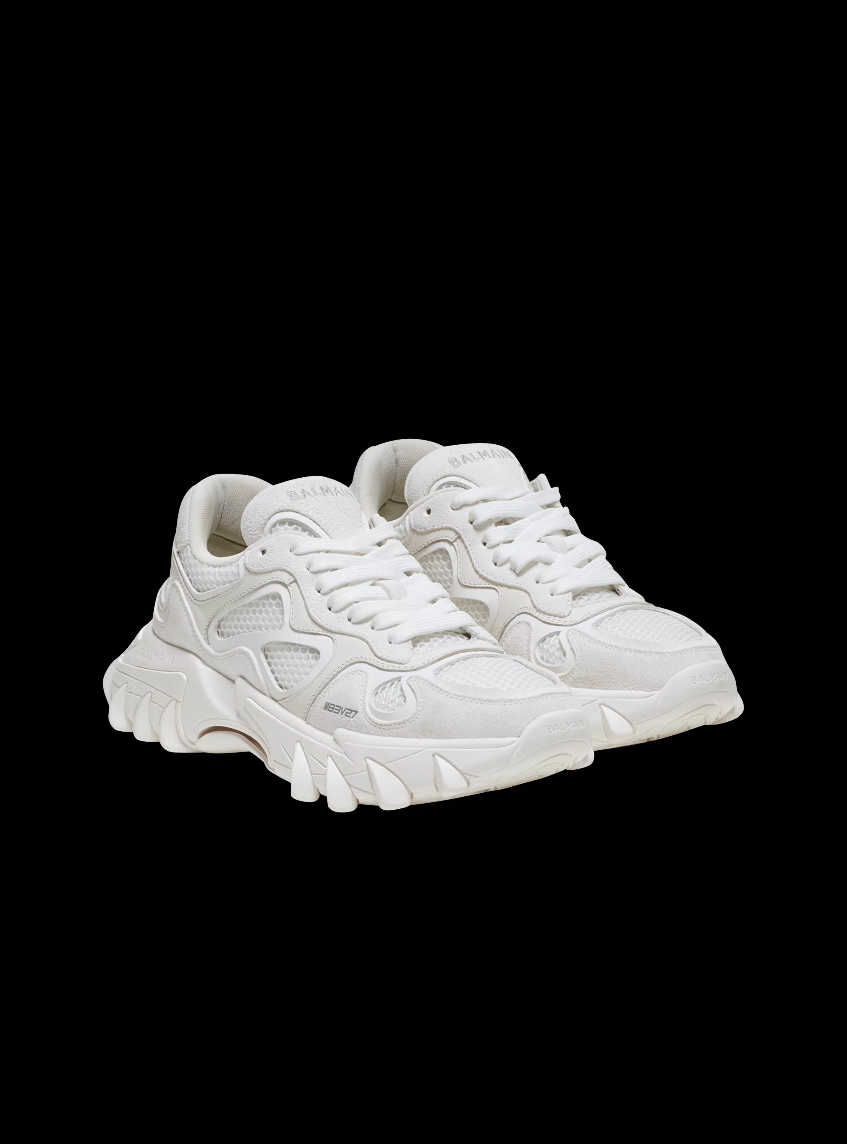 Balmain B-East-B-East Trainers In Leather, Suede And Mesh white