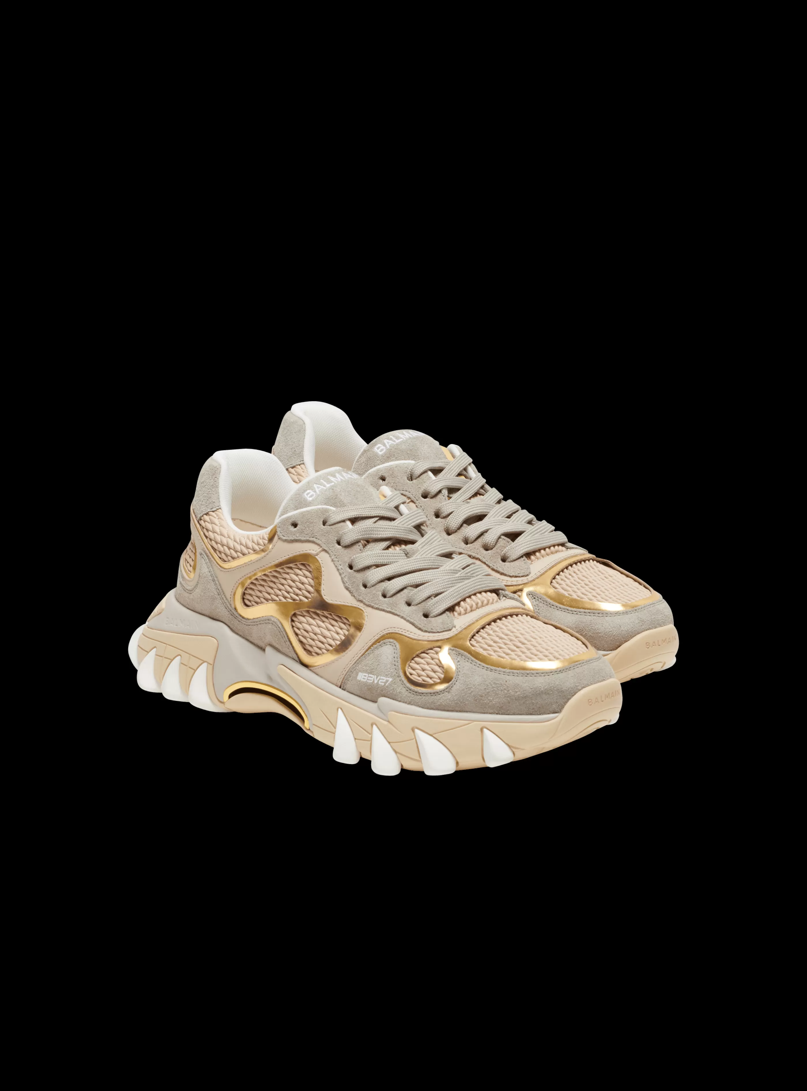 Balmain B-East-B-East Trainers In Leather, Suede And Mesh gold